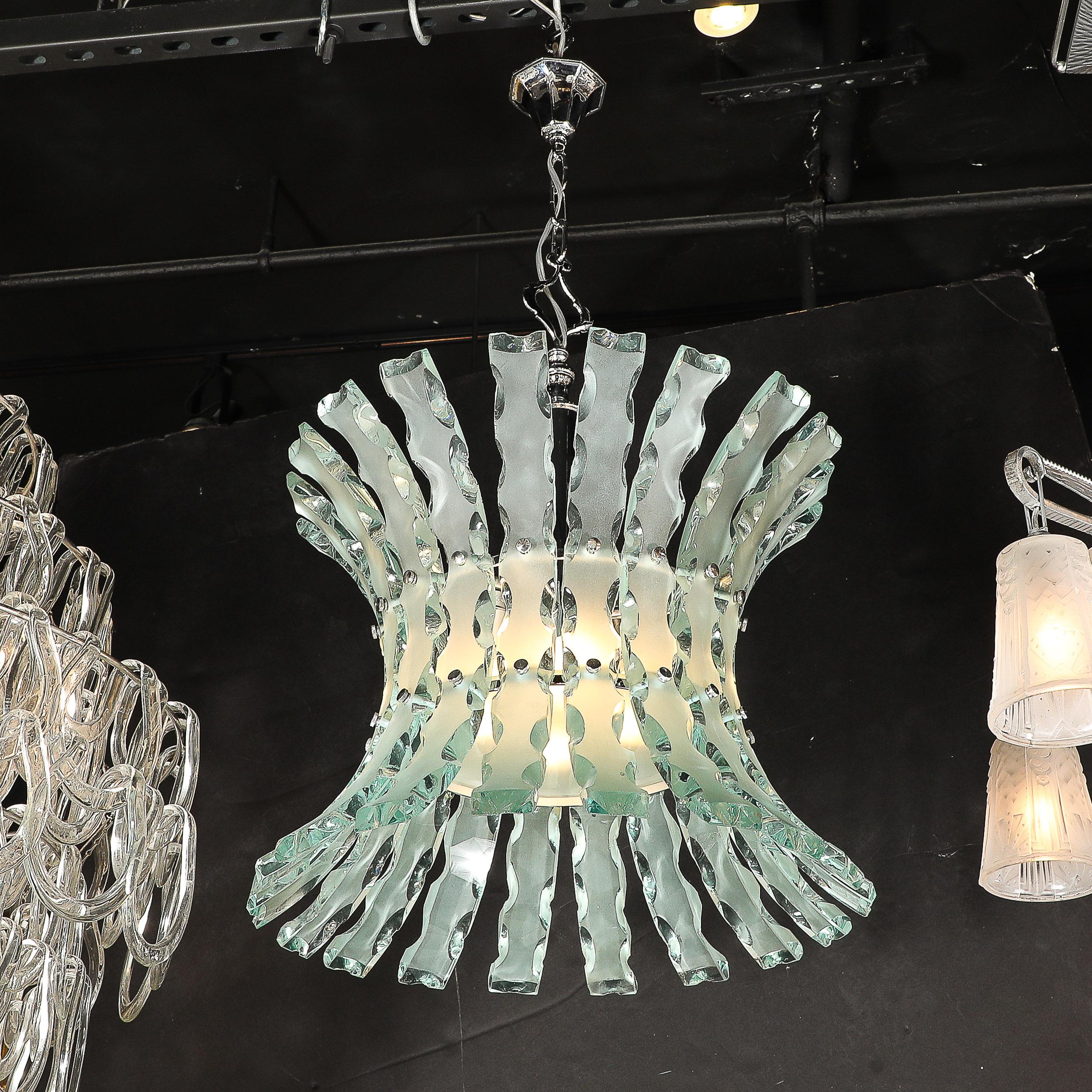 Mid-Century Scalloped  Glass Chandeliers by Quattro Zero for Fontana Arte 13