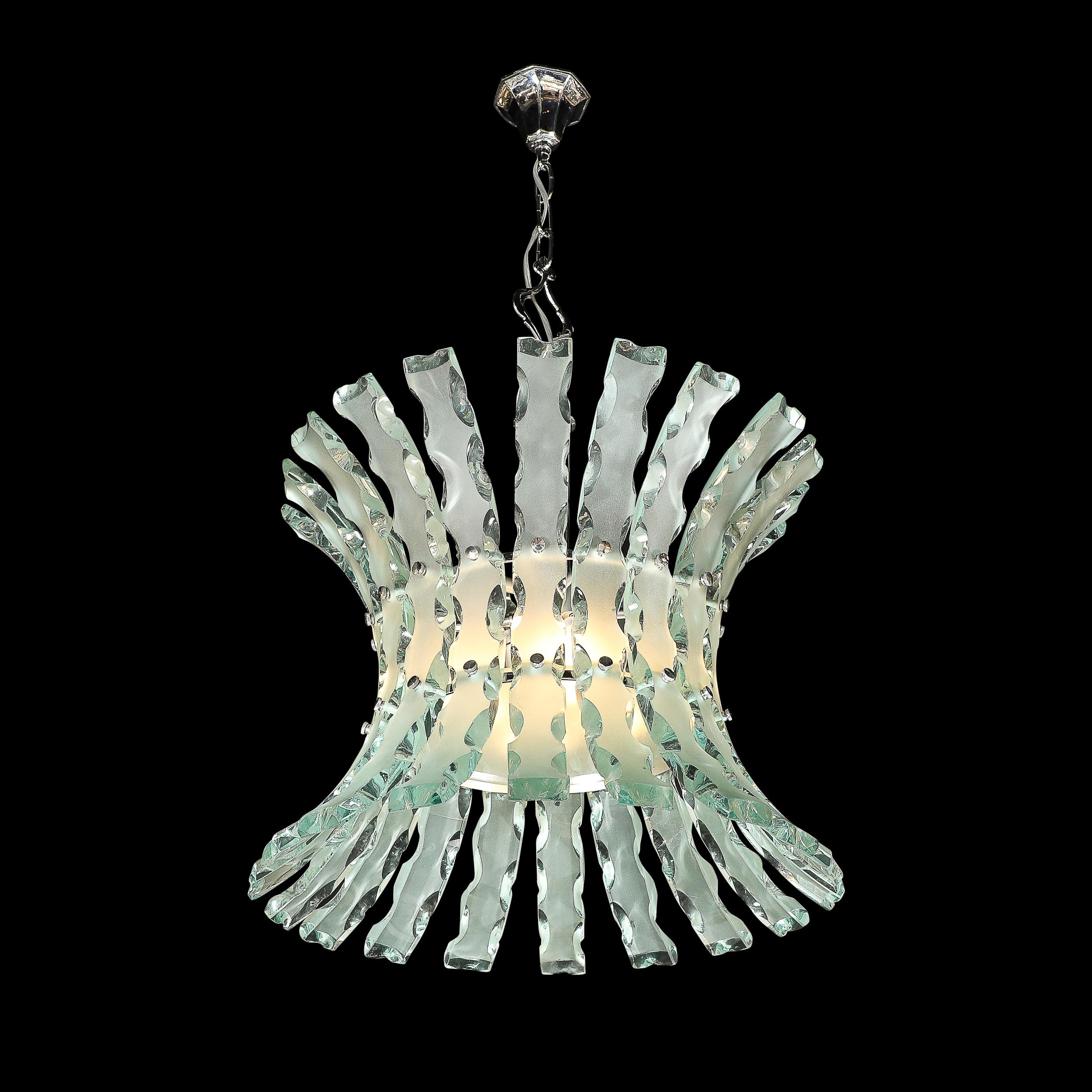 Mid-Century Modern Mid-Century Scalloped  Glass Chandeliers by Quattro Zero for Fontana Arte