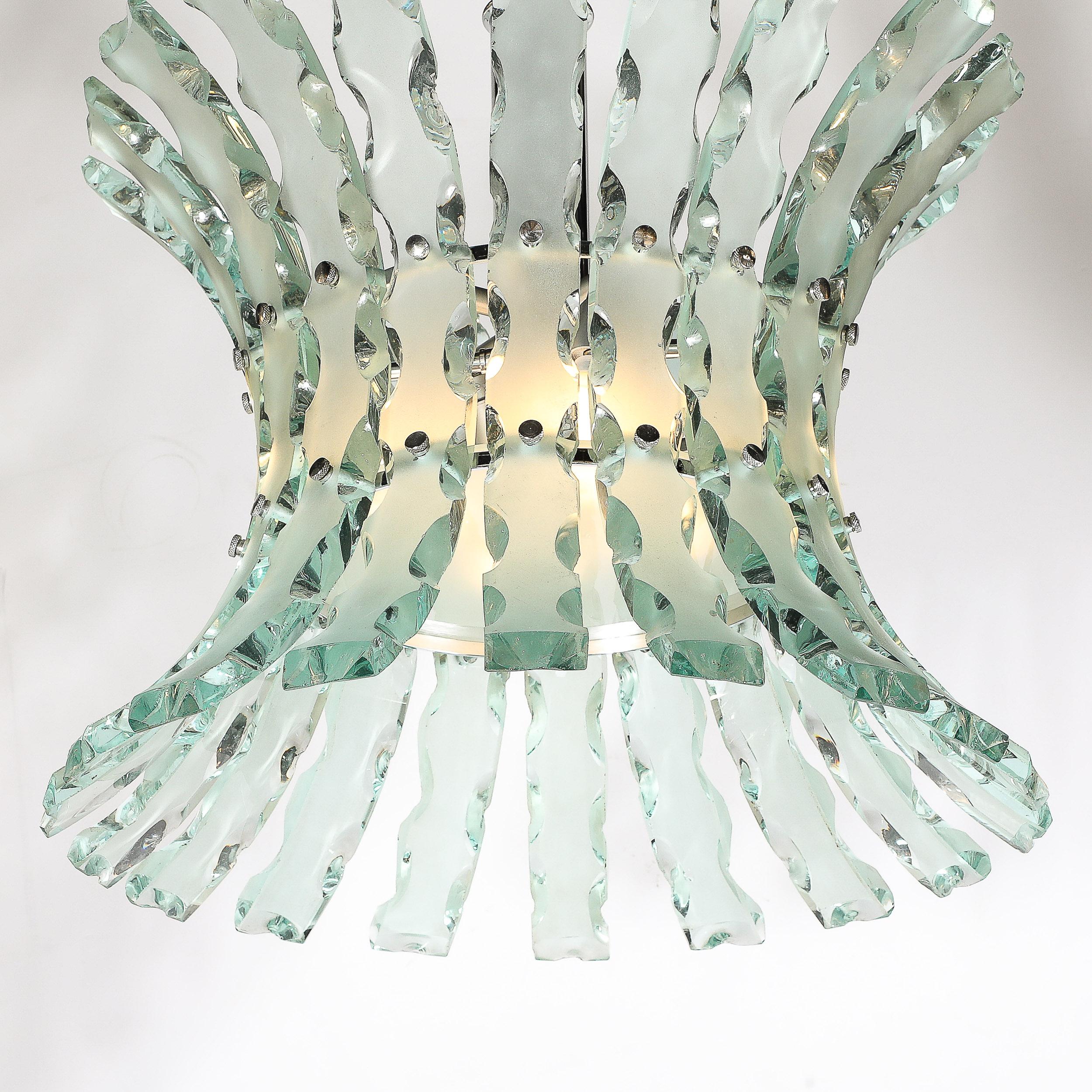 Blown Glass Mid-Century Scalloped  Glass Chandeliers by Quattro Zero for Fontana Arte