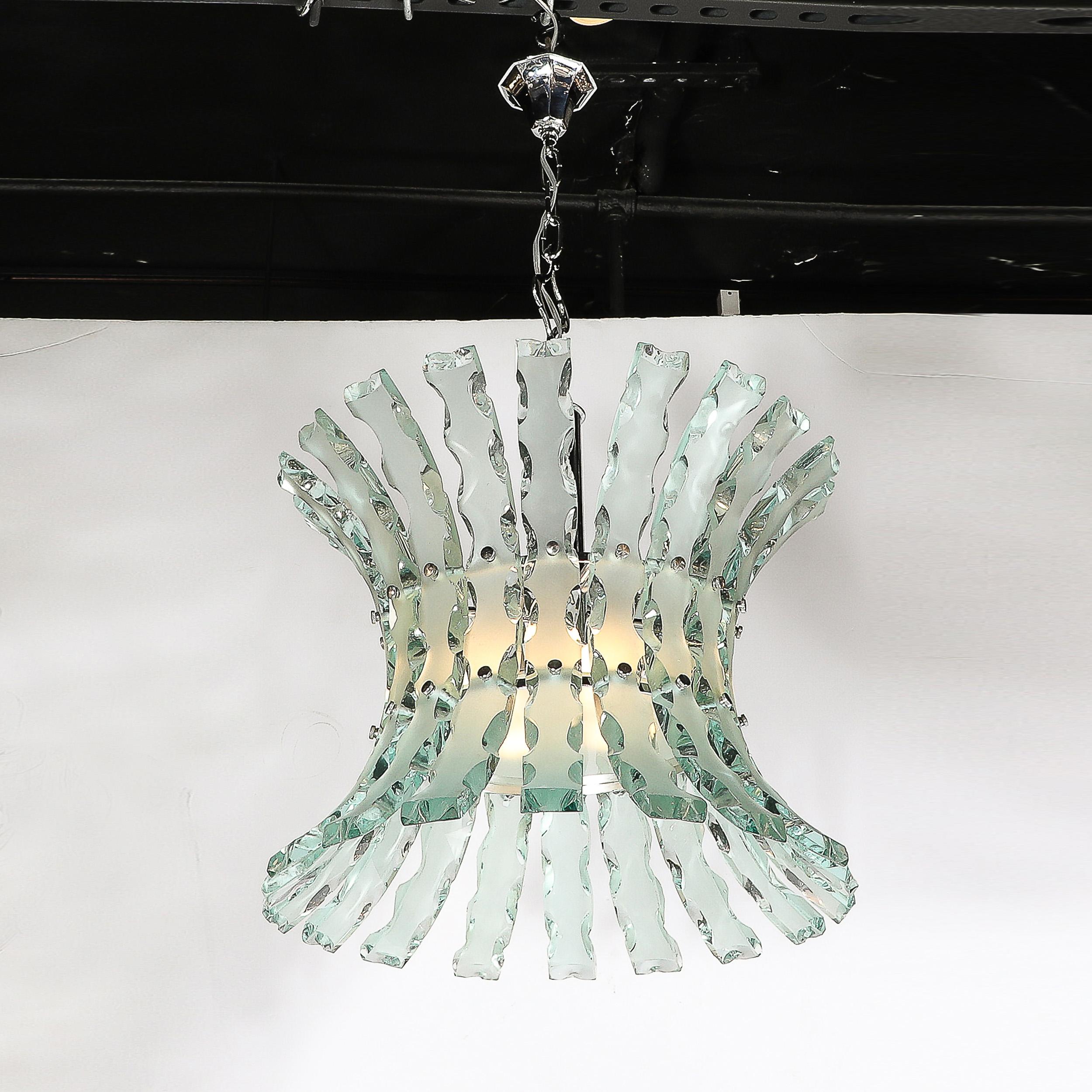Mid-Century Scalloped  Glass Chandeliers by Quattro Zero for Fontana Arte 1