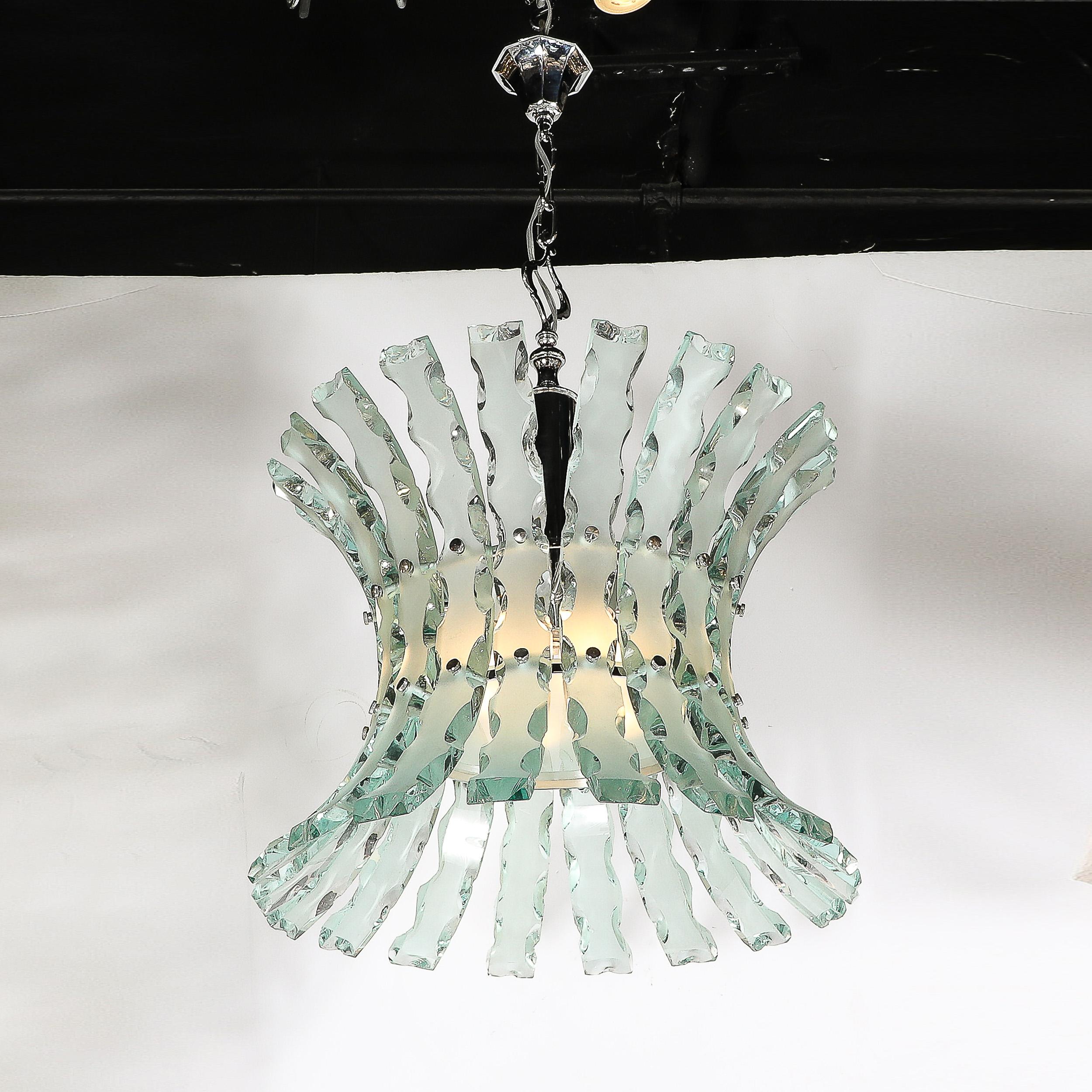 Mid-Century Scalloped  Glass Chandeliers by Quattro Zero for Fontana Arte 2