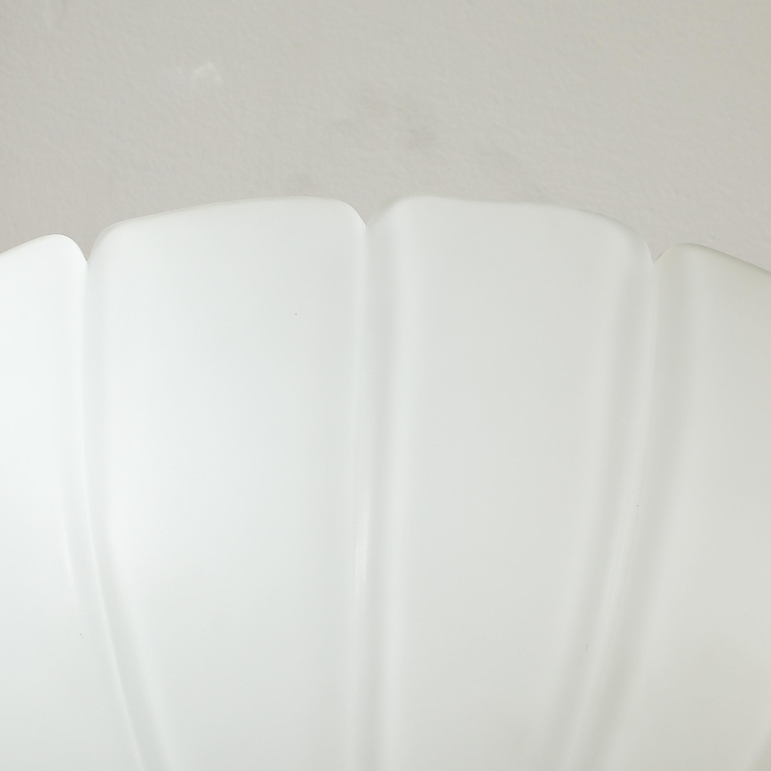 Mid-Century Scalloped Molded & Frosted Glass Sconces signed Glashütte Limburg For Sale 4
