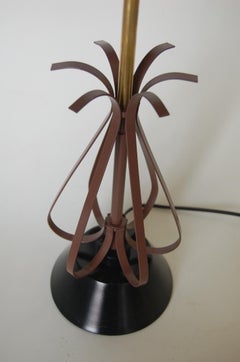 Midcentury Scalloped Steel and Brass Table Lamp