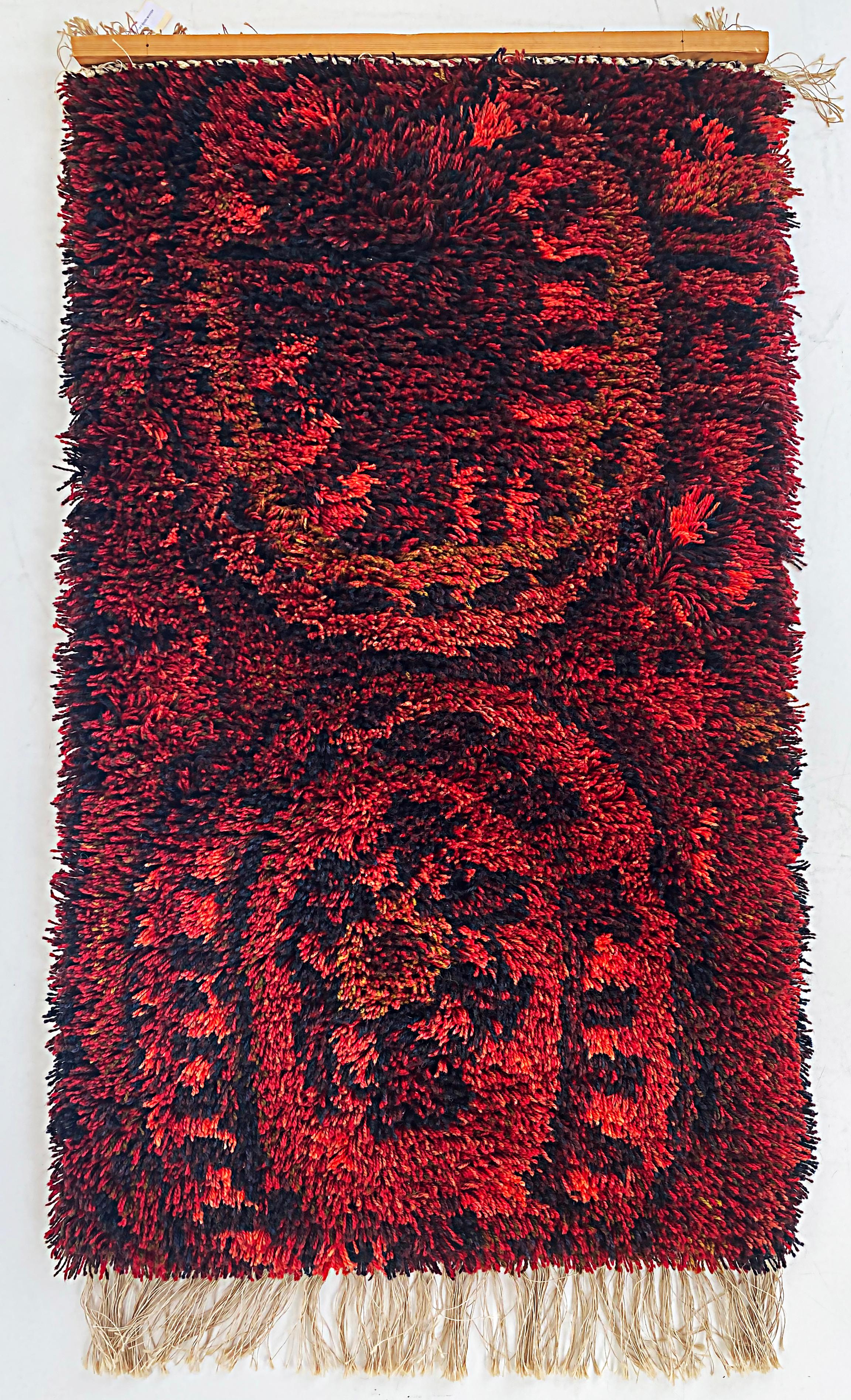20th Century Mid-century Danish Modern Rya Wool Tapestry Wall Hanging 1960s For Sale