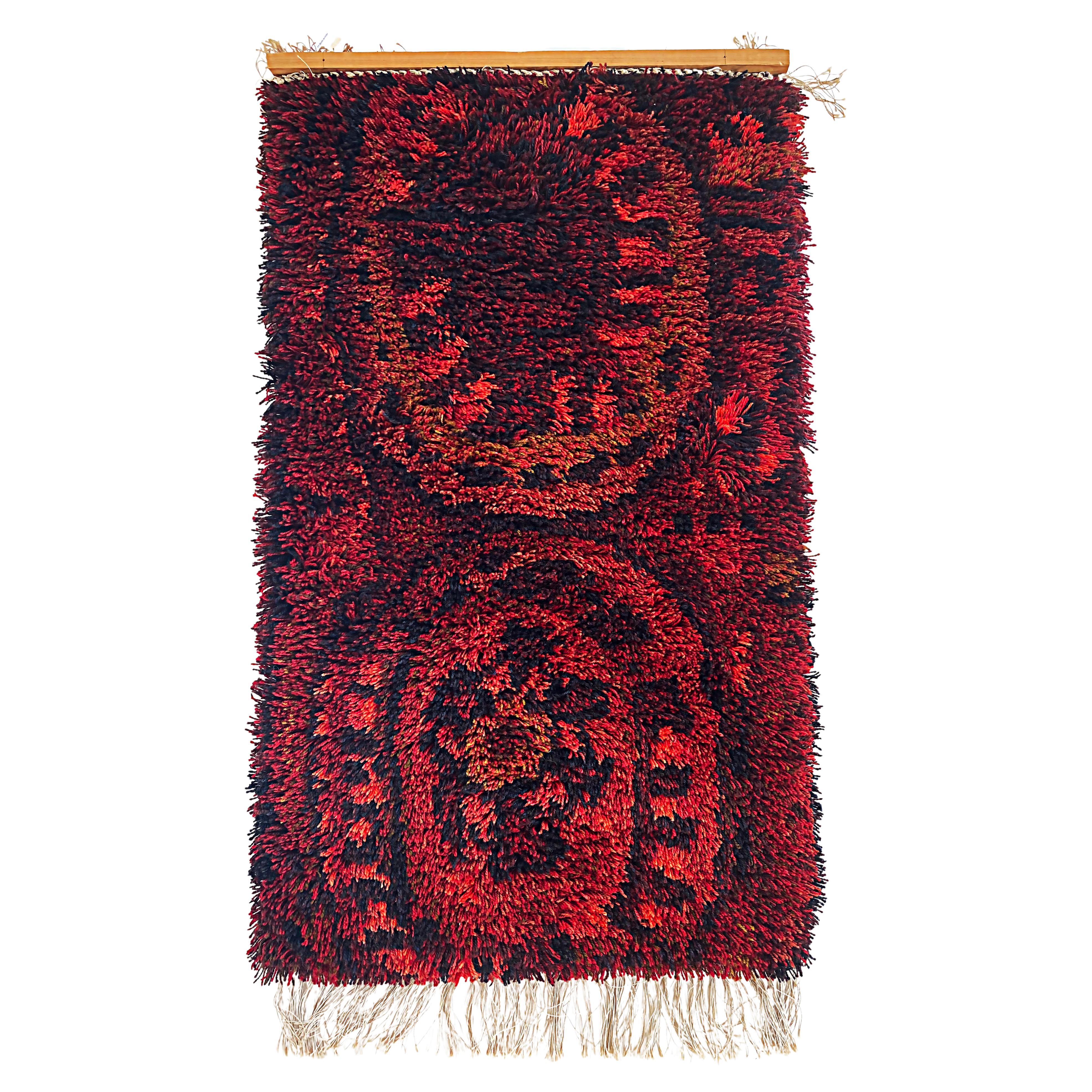 Mid-century Danish Modern Rya Wool Tapestry Wall Hanging 1960s For Sale
