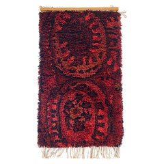 Retro Mid-century Danish Modern Rya Wool Tapestry Wall Hanging 1960s