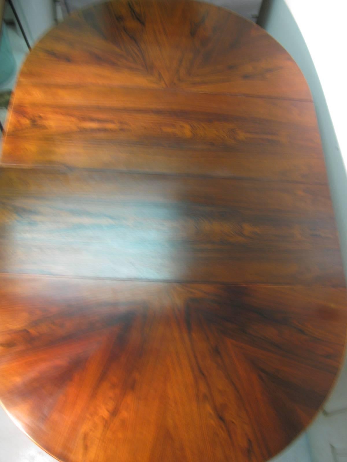 Oiled Midcentury Scandanavian Modern Rosewood Dining Room Table with Two Leaves
