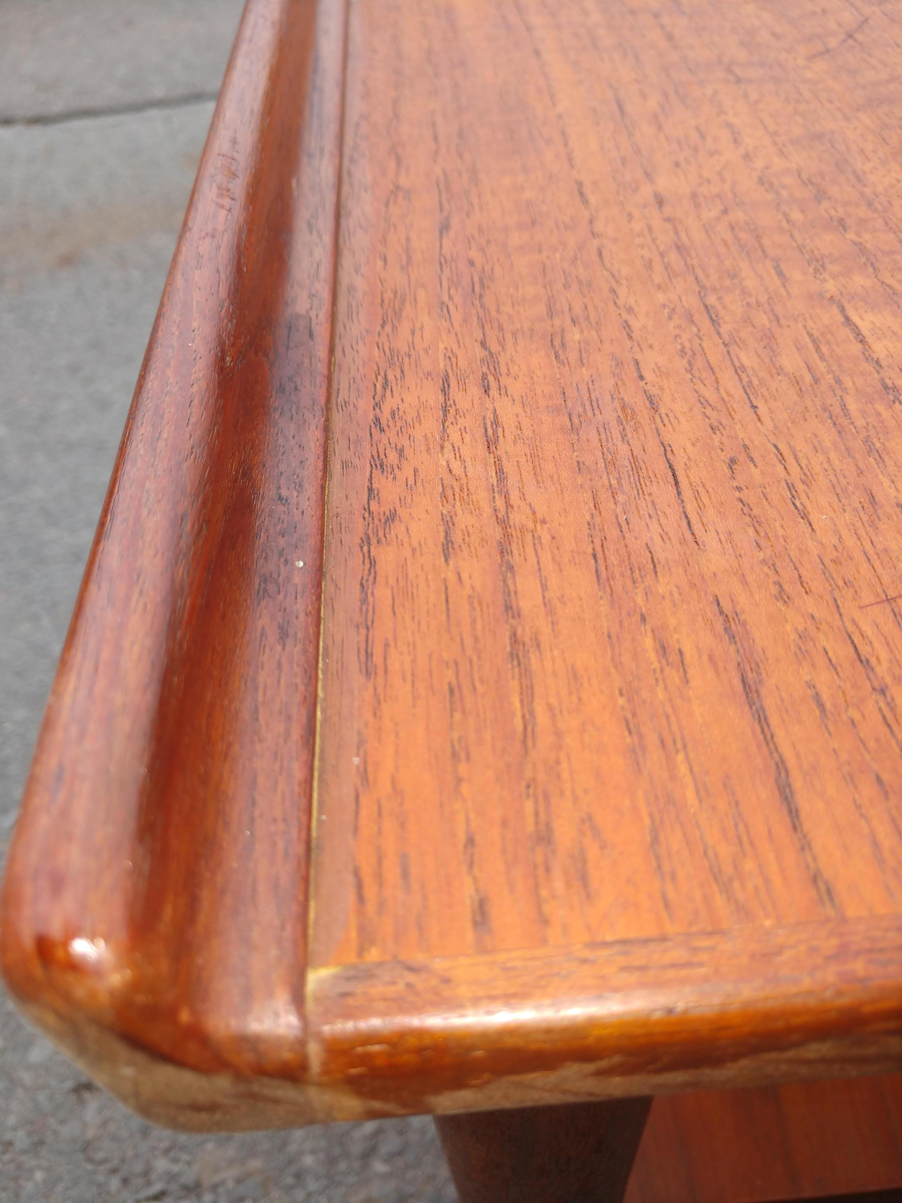 Hand-Crafted Mid Century Scandanavian Modern Teak End Table For Sale