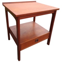 Mid Century Scandanavian Modern Teak End Table with Single Drawer
