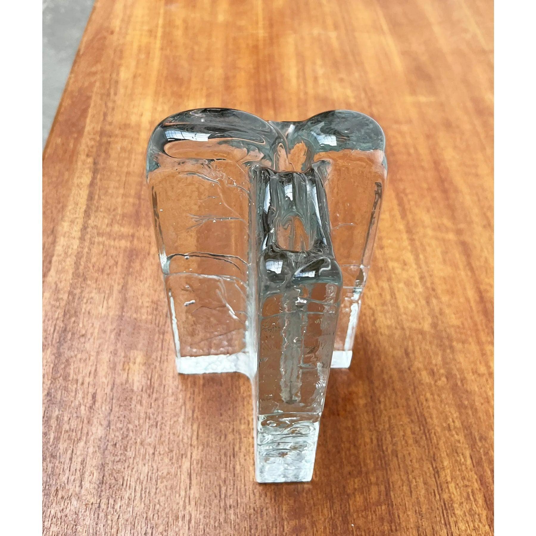 Scandianische schwere Blasenglas-Blockvase aus der Mitte des Jahrhunderts, 1960er Jahre im Angebot 5
