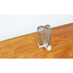 Mid-Century Scandianvian Heavy Bubble Glass Block Vase, 1960s