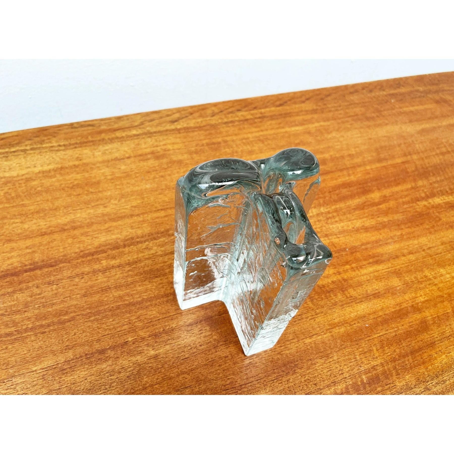 Scandianische schwere Blasenglas-Blockvase aus der Mitte des Jahrhunderts, 1960er Jahre (Brutalismus) im Angebot