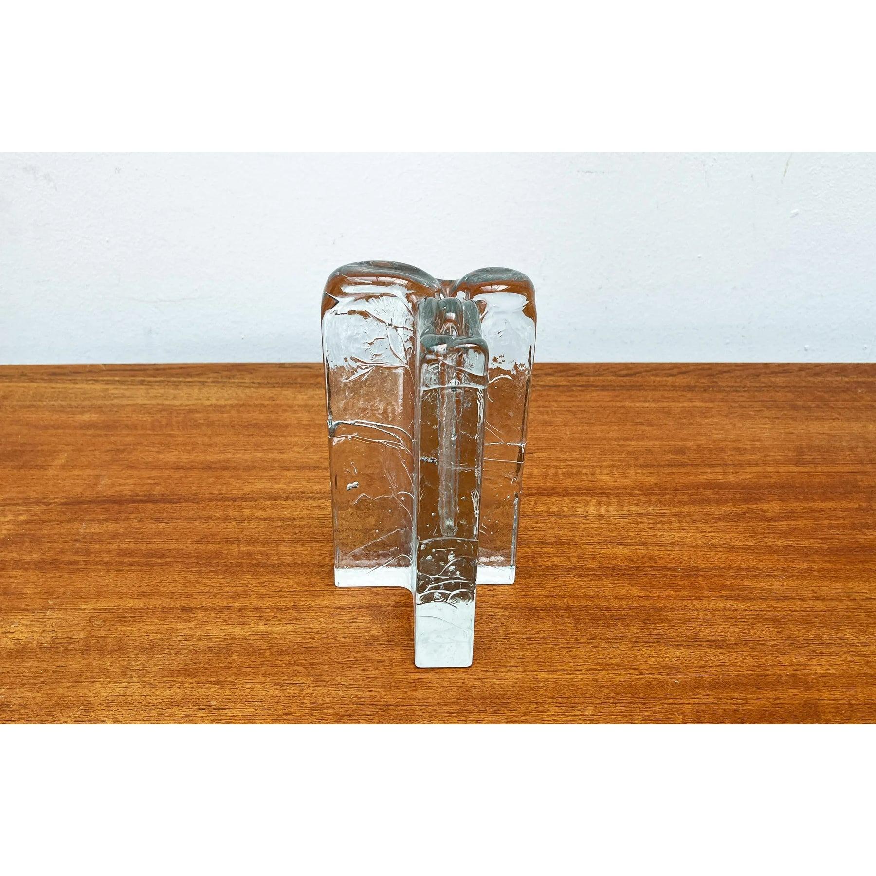 Scandianische schwere Blasenglas-Blockvase aus der Mitte des Jahrhunderts, 1960er Jahre (Glas) im Angebot