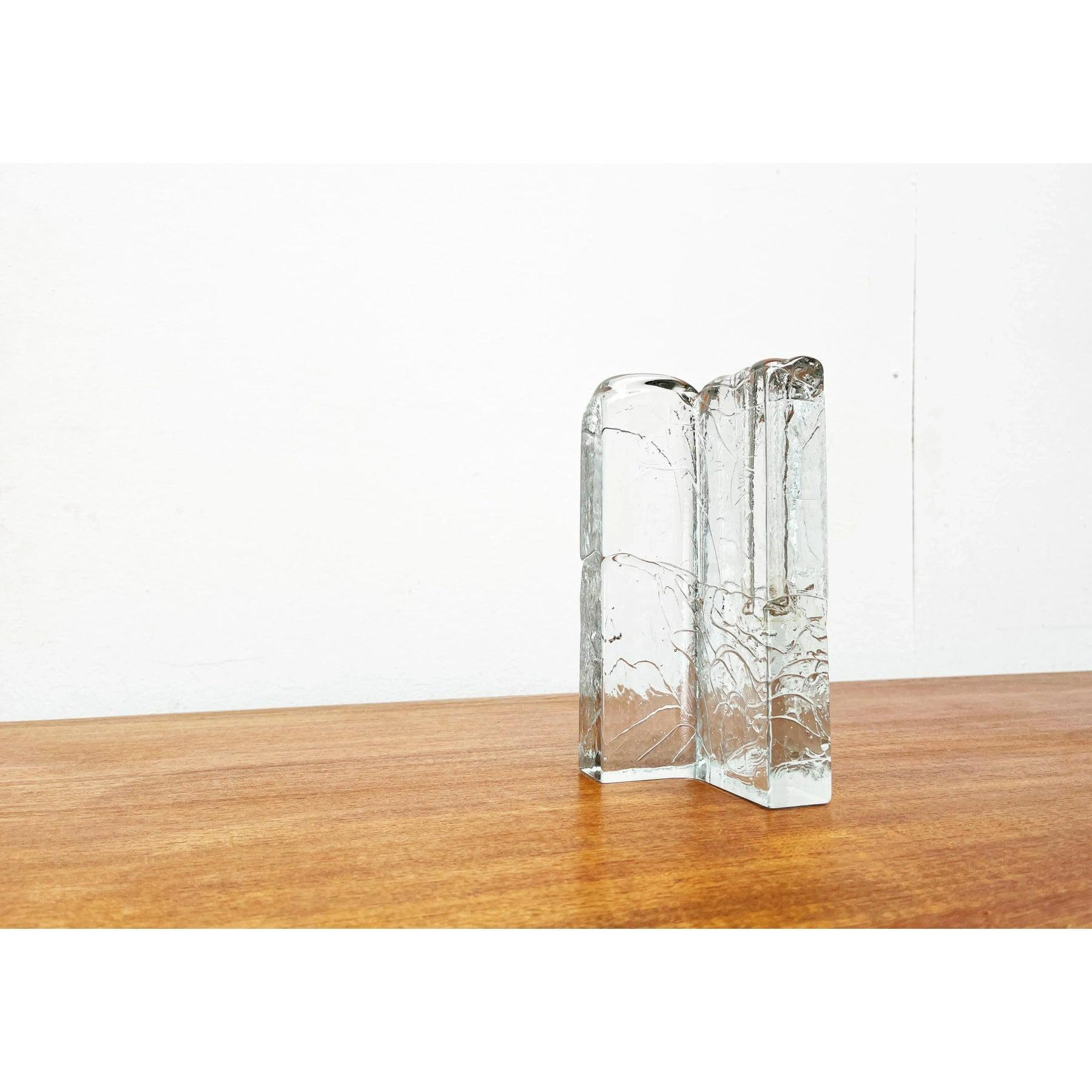 Scandianische schwere Blasenglas-Blockvase aus der Mitte des Jahrhunderts, 1960er Jahre im Angebot 3