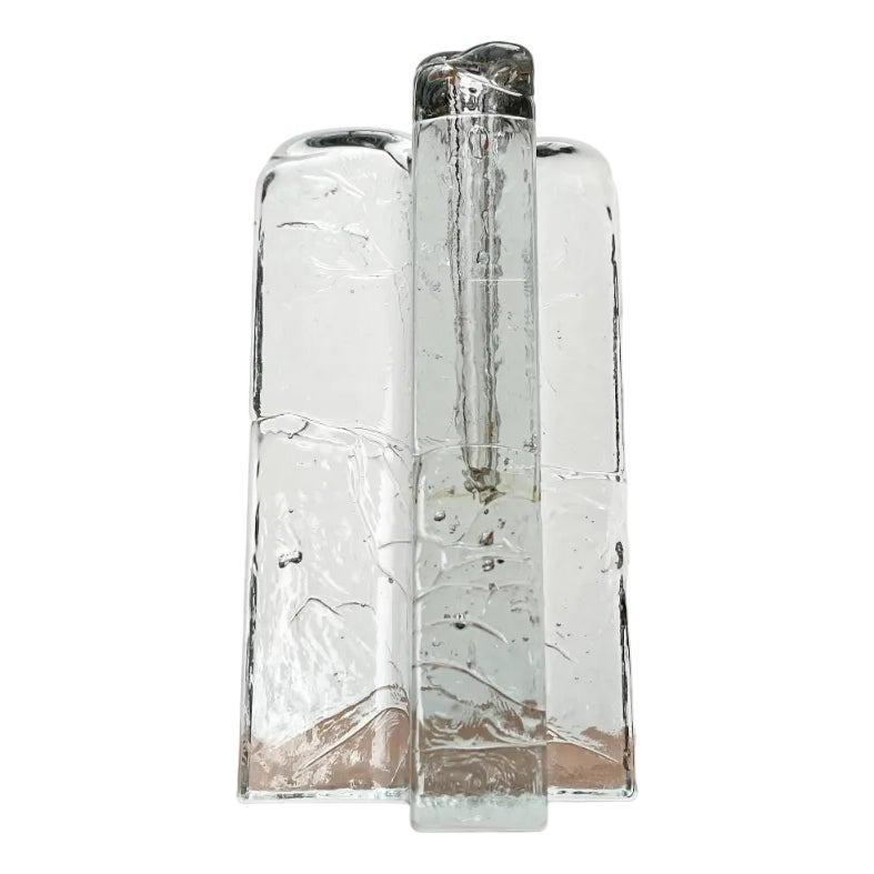 Mid-Century Scandianvian Heavy Bubble Glass Block Vase, 1960s