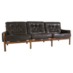 Mid Century Scandinavia low long sling Safari sofa by Bruksbo