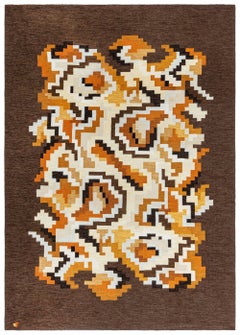 Mid-Century Scandinavian Abstract Flatweave Rug – "Korall" By Erik Lundberg