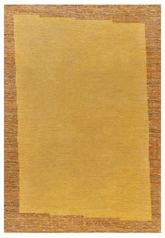 Mid-Century Scandinavian Abstract Yellow With Brown Flatweave Rug