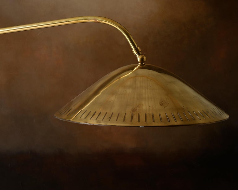 20th Century Midcentury Scandinavian Adjustable Brass Floor Lamp