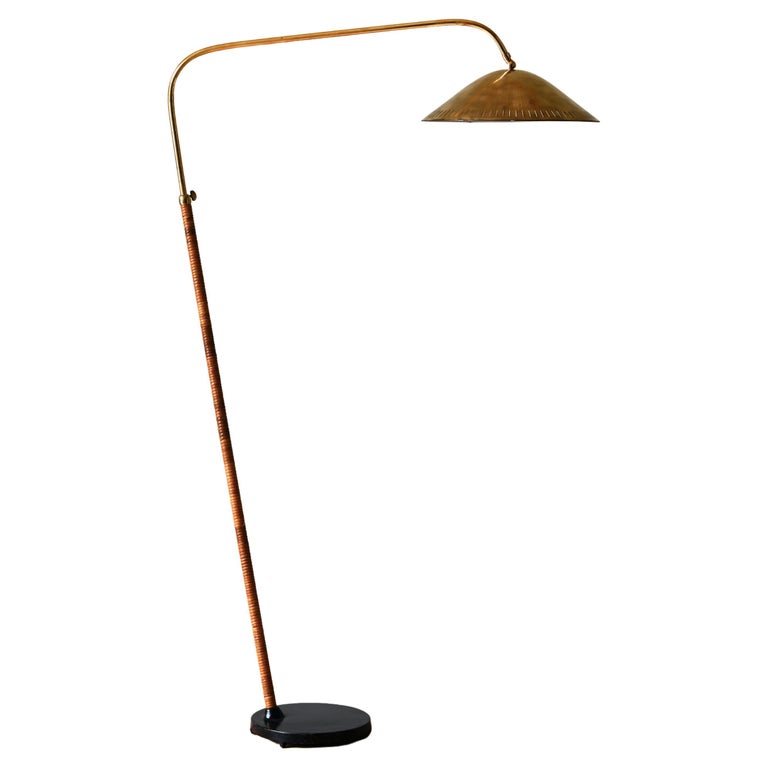 Midcentury Scandinavian Adjustable Brass Floor Lamp