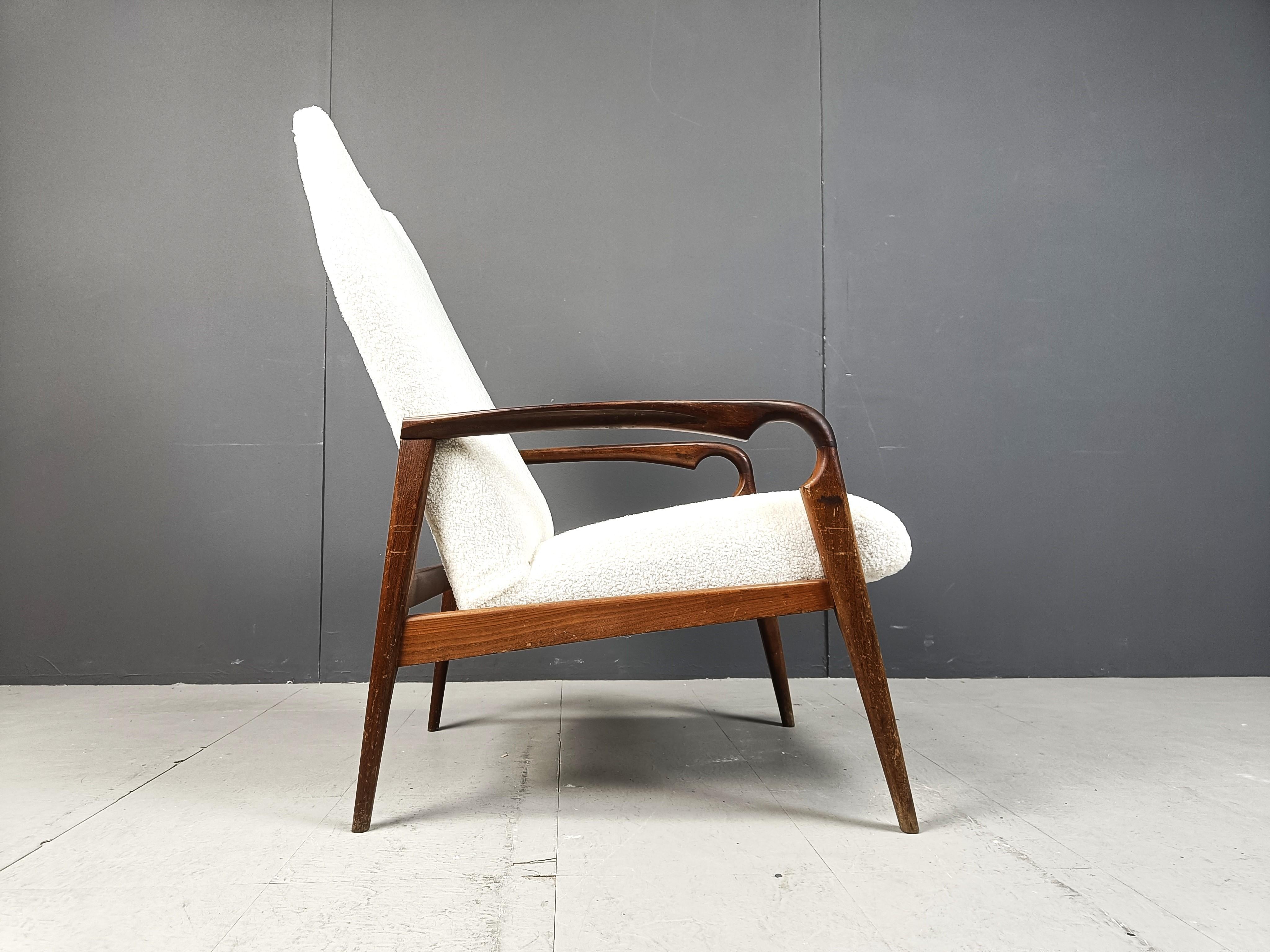 Bouclé Mid century scandinavian armchair, 1960s For Sale