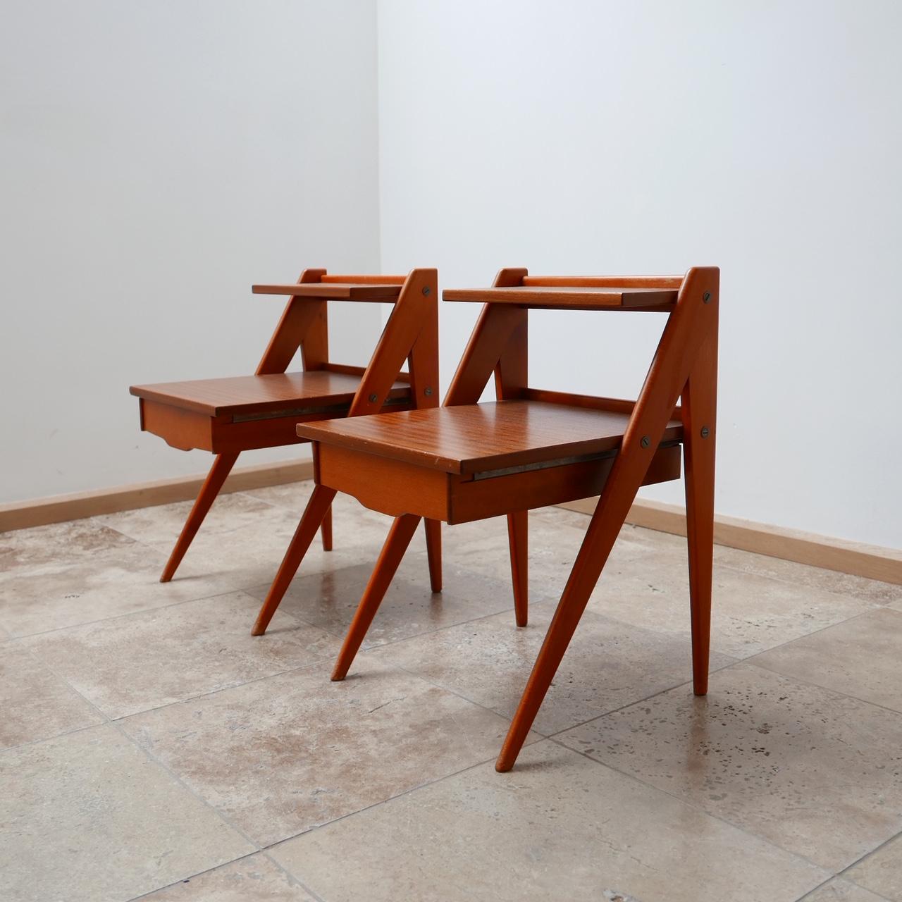 Wood Midcentury Scandinavian Bedside Tables
