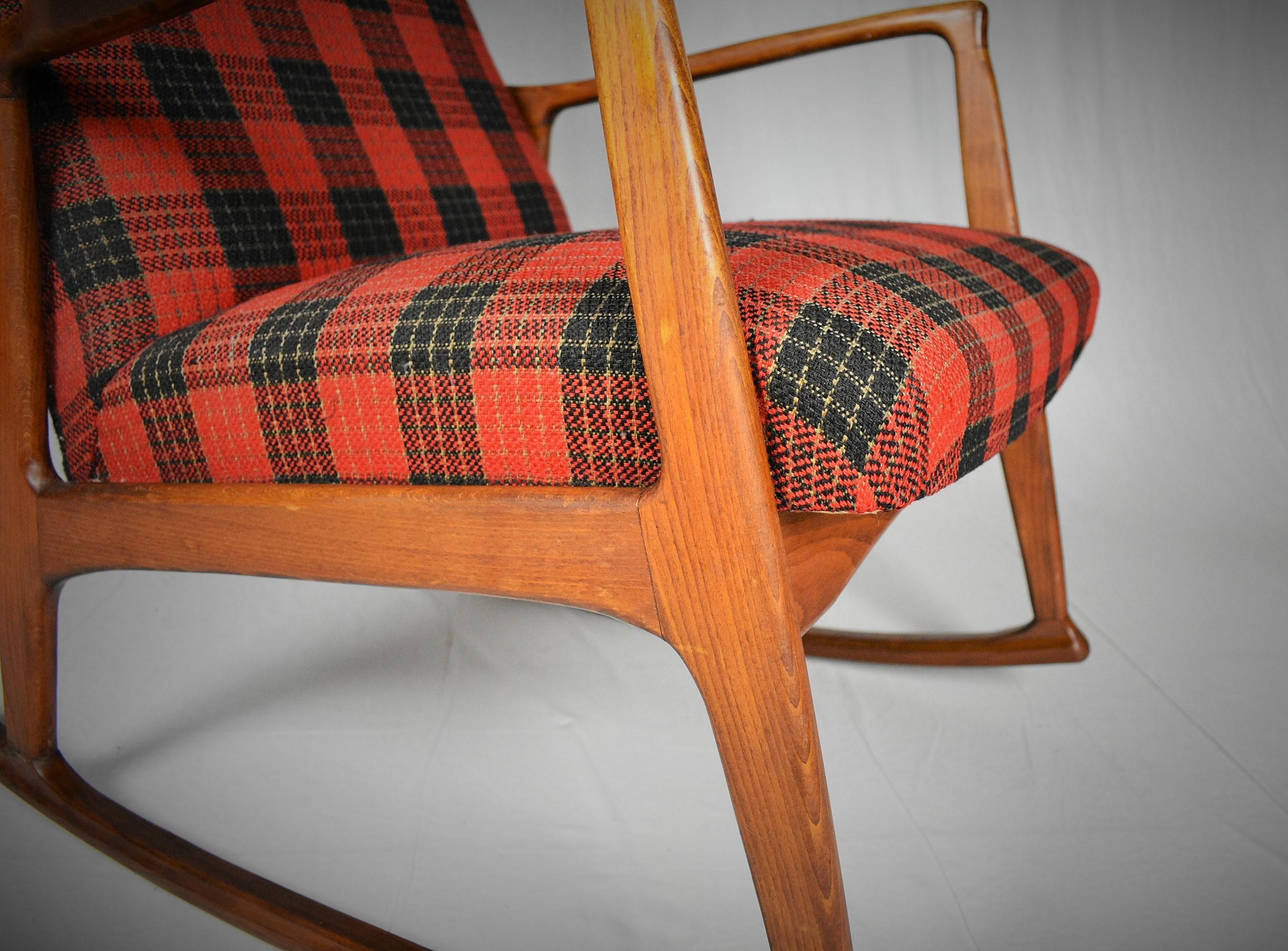 Danish Midcentury Scandinavian Beechwood Rocking Chair, 1960s