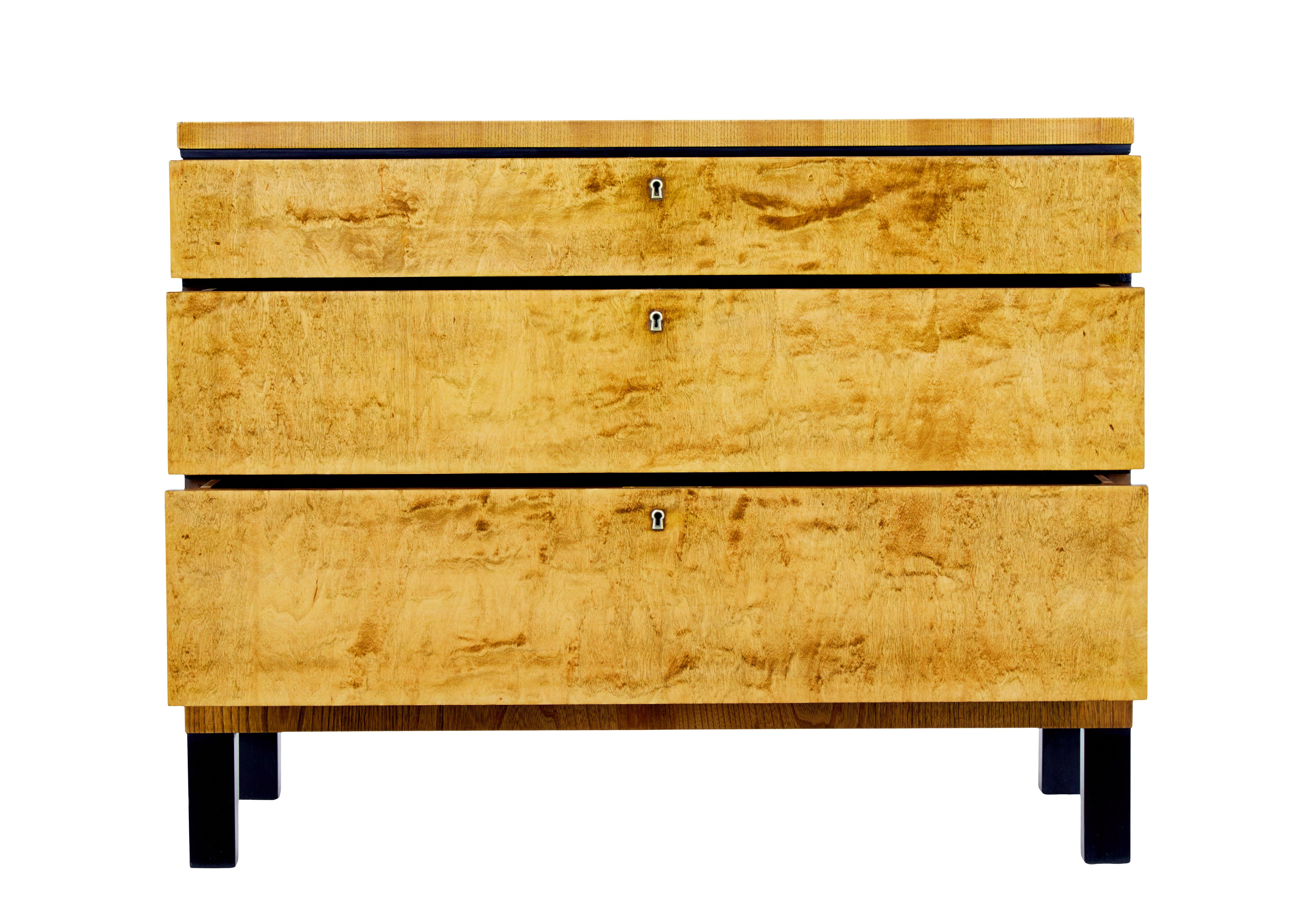 Swedish Mid century Scandinavian birch chest of drawers