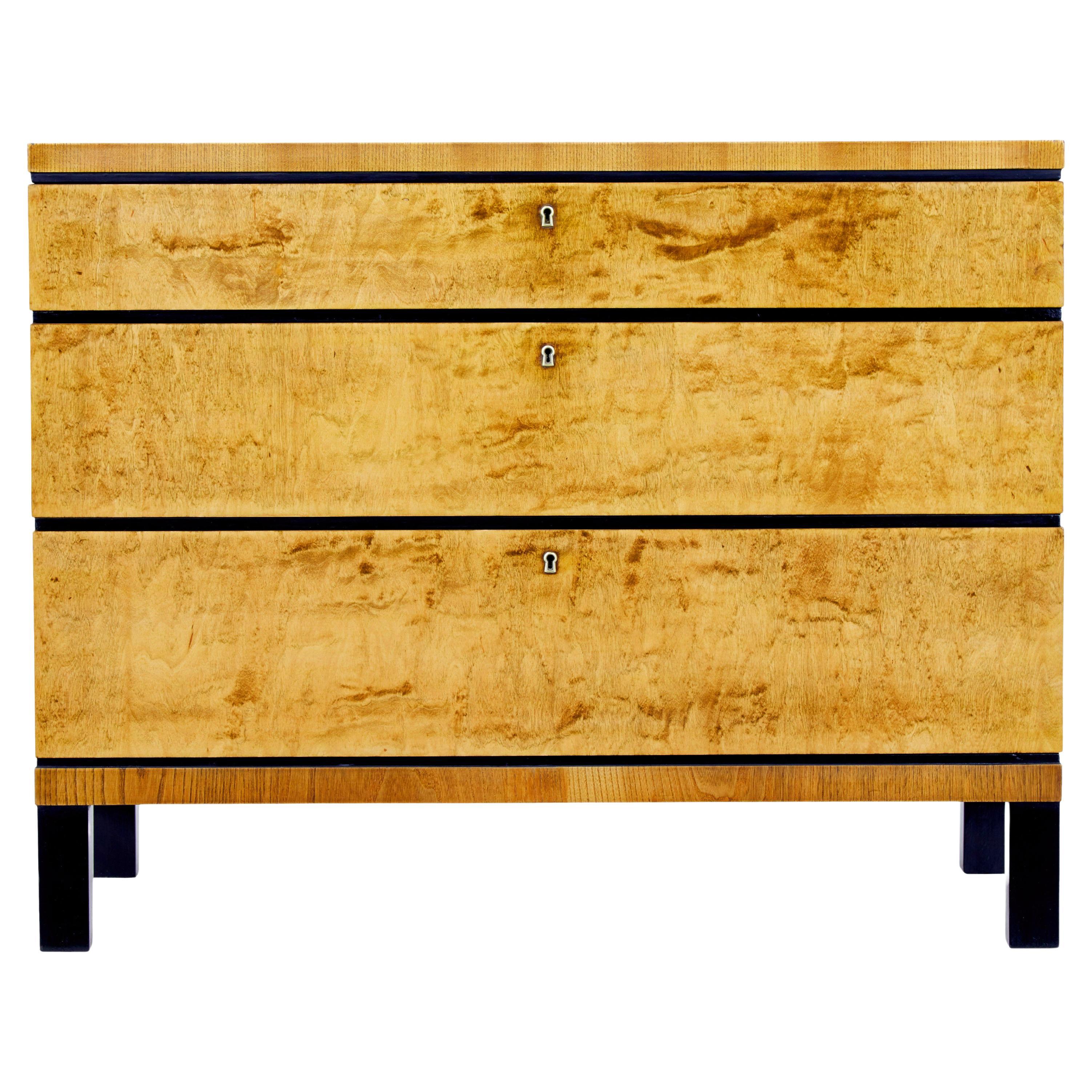 Mid century Scandinavian birch chest of drawers
