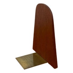 Mid-Century Scandinavian Bookend in Teak and Brass