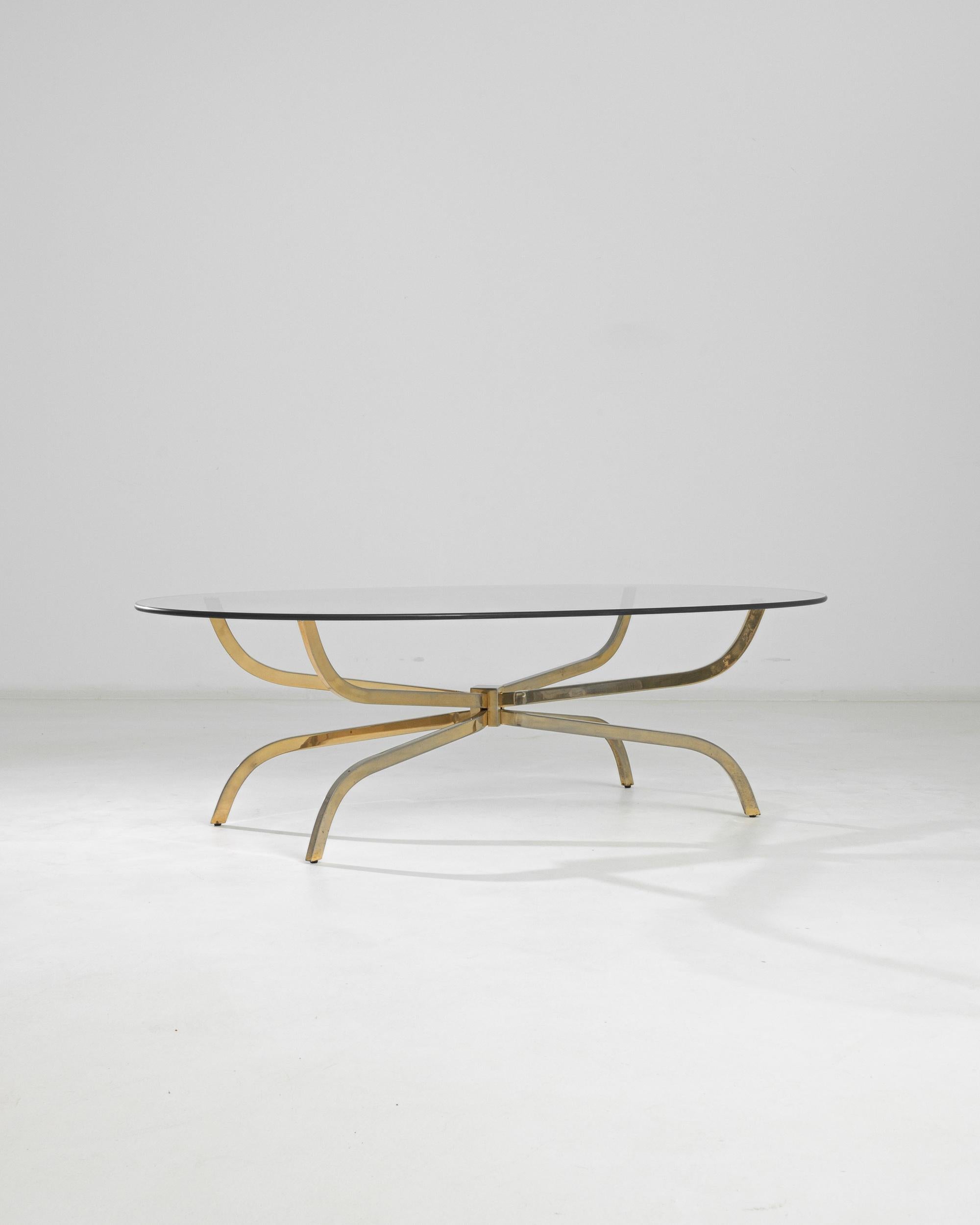 Mid-20th Century Mid-Century Scandinavian Brass Coffee Table with Glass Top