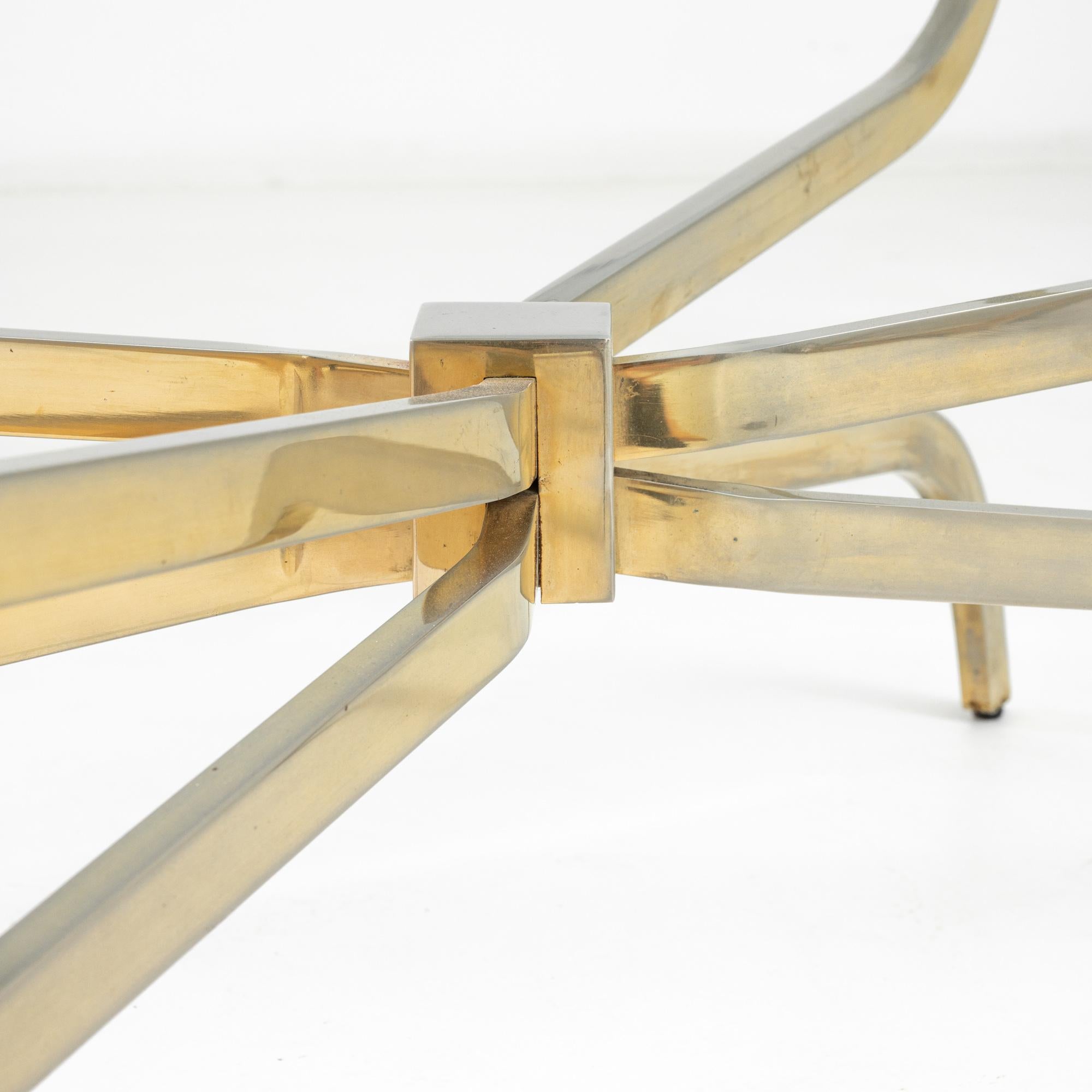 Mid-Century Scandinavian Brass Coffee Table with Glass Top 3