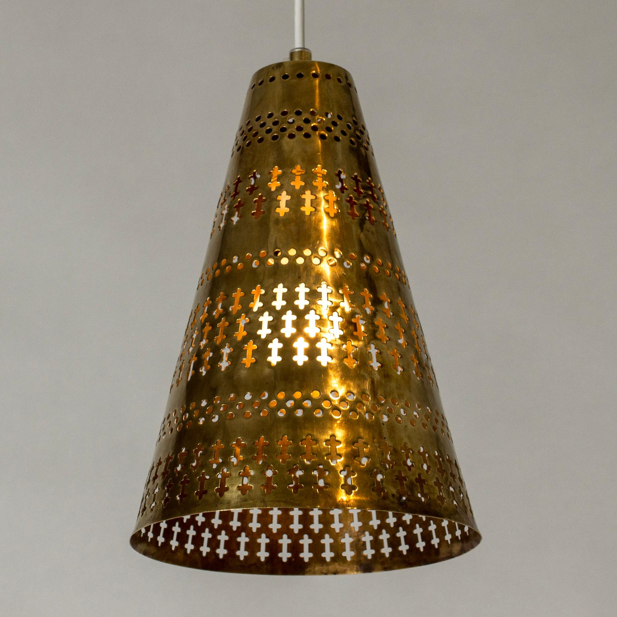 Scandinavian Modern Midcentury Scandinavian Brass Pendant Lamp by Hans Bergström, Sweden, 1950s For Sale