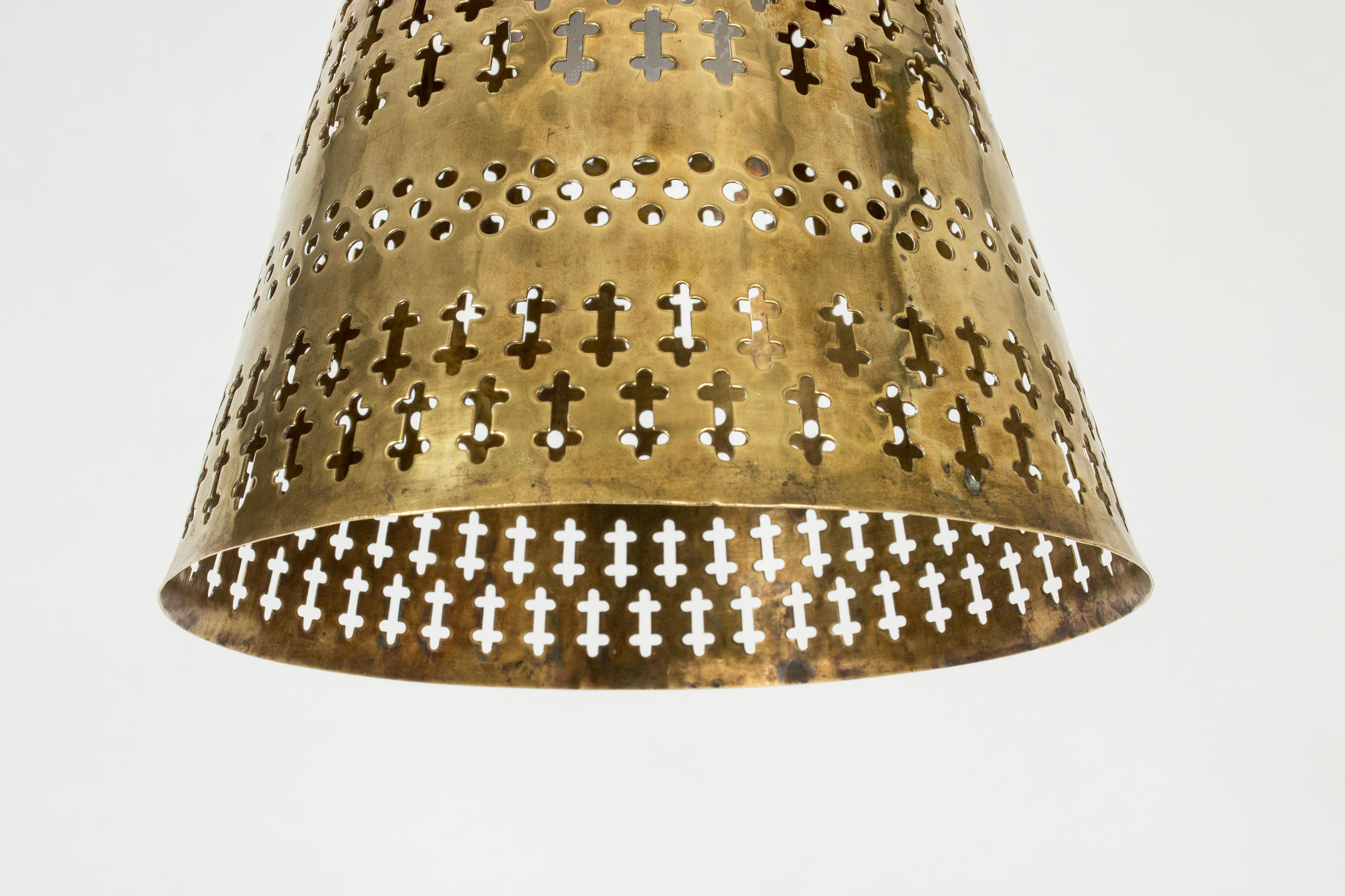 Midcentury Scandinavian Brass Pendant Lamp by Hans Bergström, Sweden, 1950s In Good Condition For Sale In Stockholm, SE