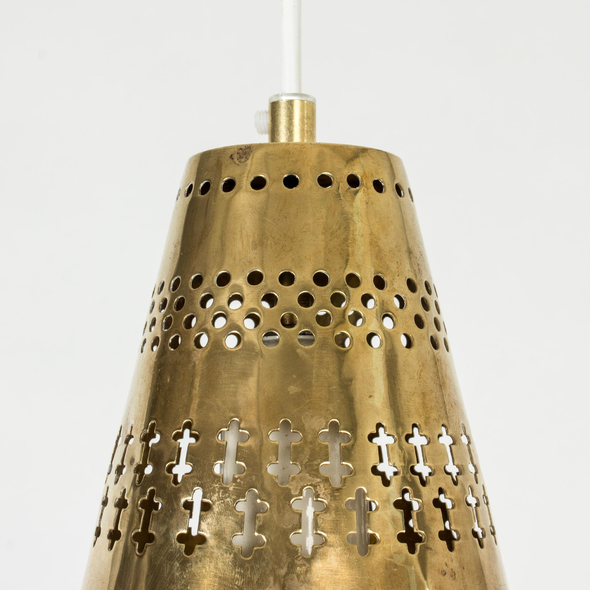 Mid-20th Century Midcentury Scandinavian Brass Pendant Lamp by Hans Bergström, Sweden, 1950s For Sale