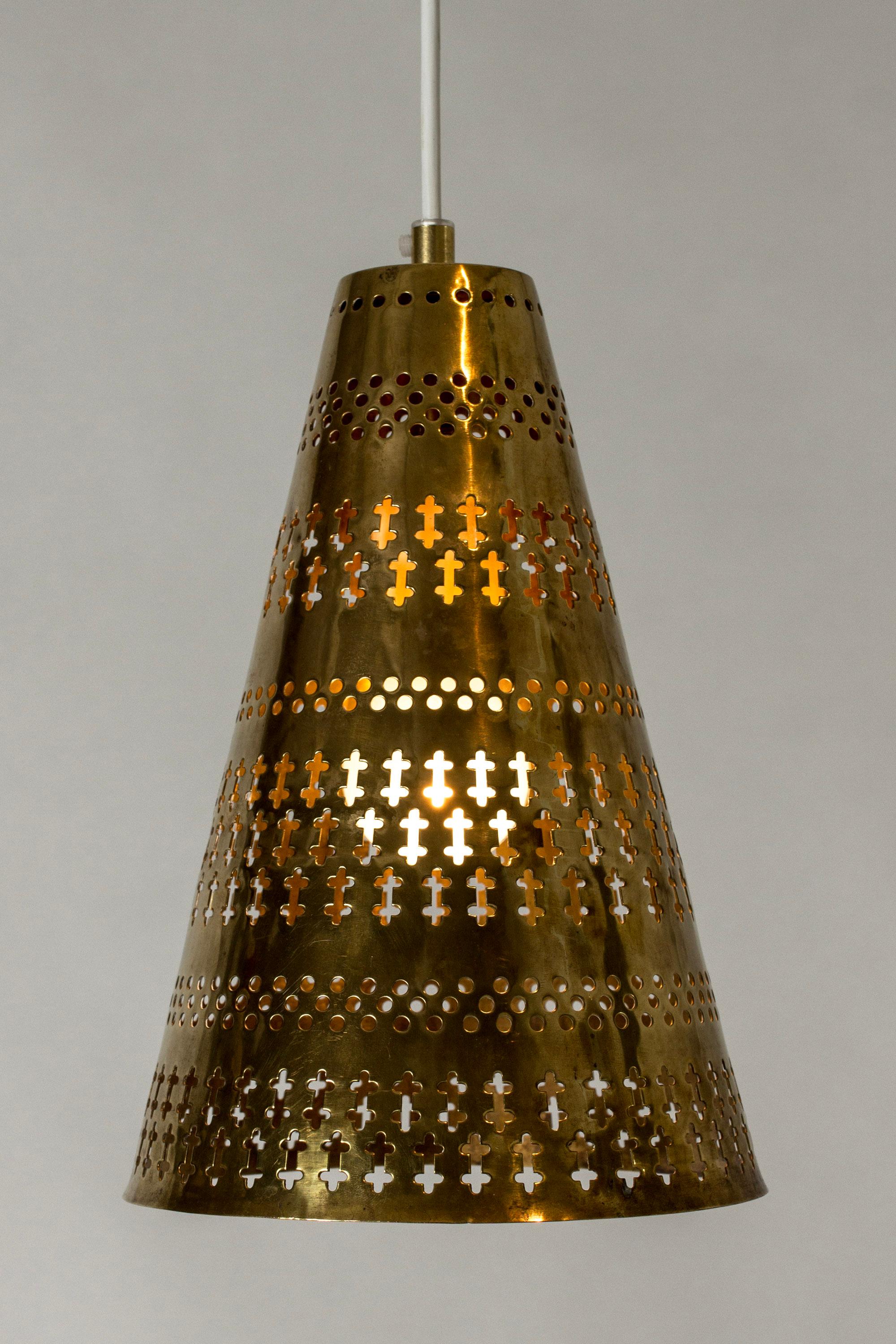 Midcentury Scandinavian Brass Pendant Lamp by Hans Bergström, Sweden, 1950s For Sale 1