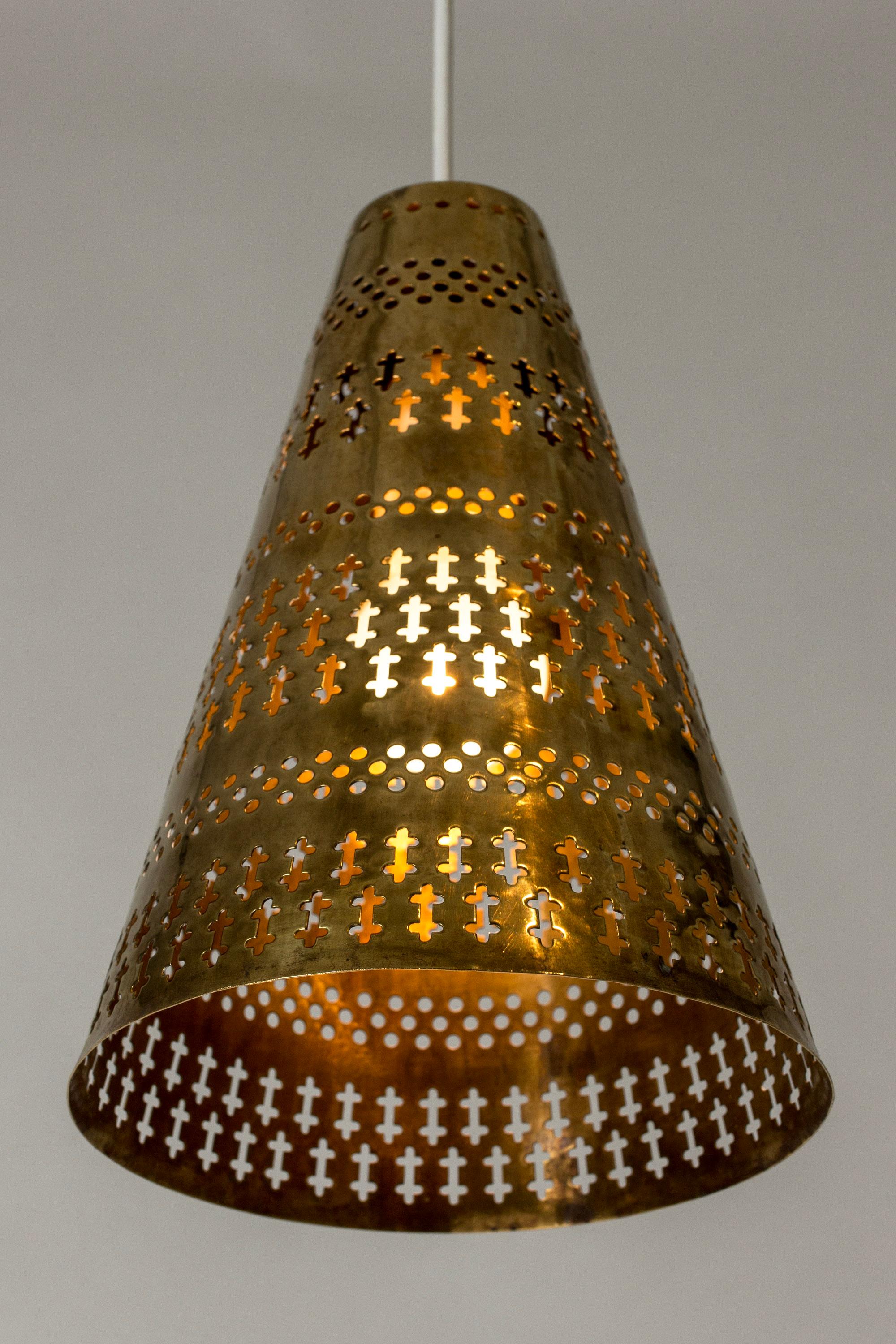 Midcentury Scandinavian Brass Pendant Lamp by Hans Bergström, Sweden, 1950s For Sale 2