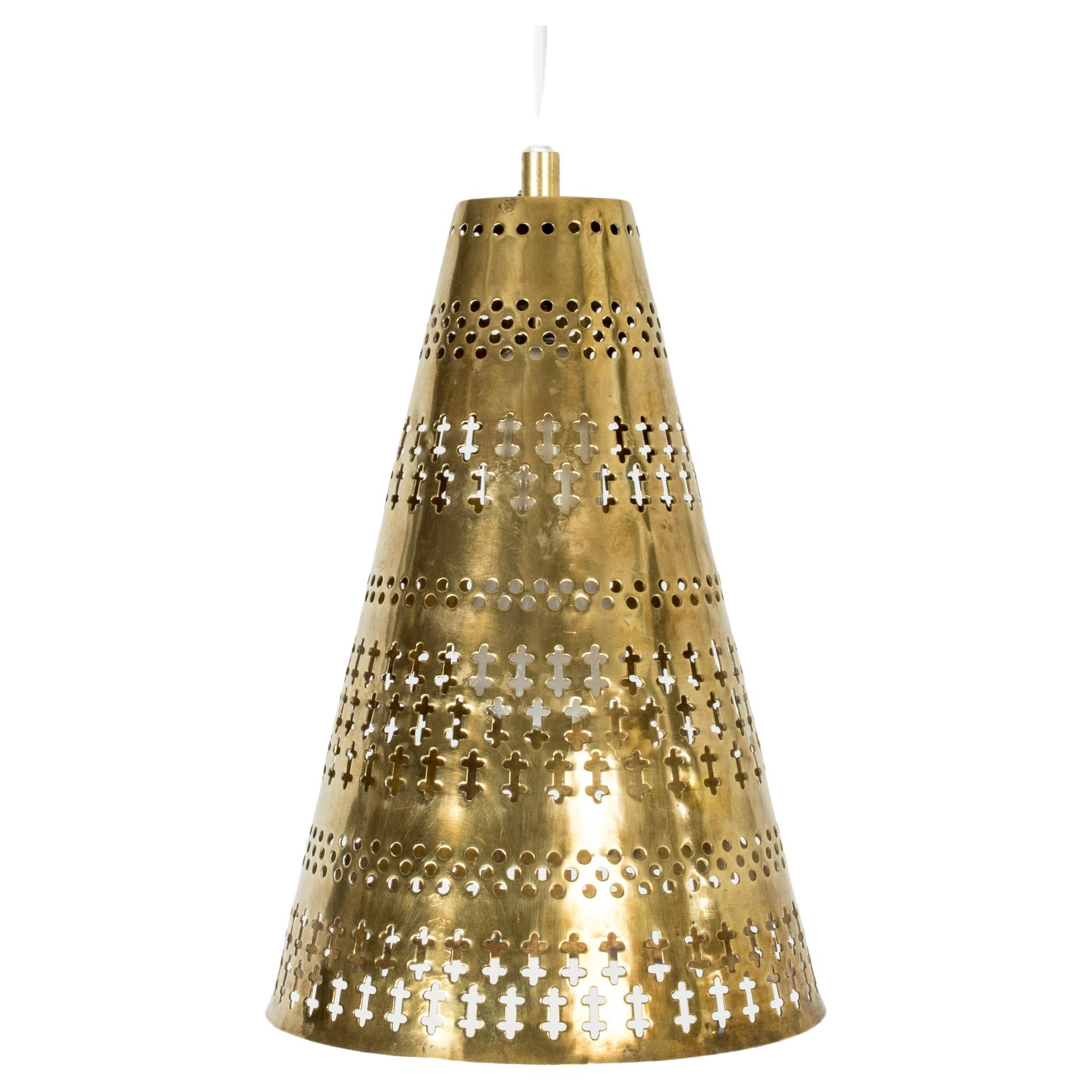 Midcentury Scandinavian Brass Pendant Lamp by Hans Bergström, Sweden, 1950s