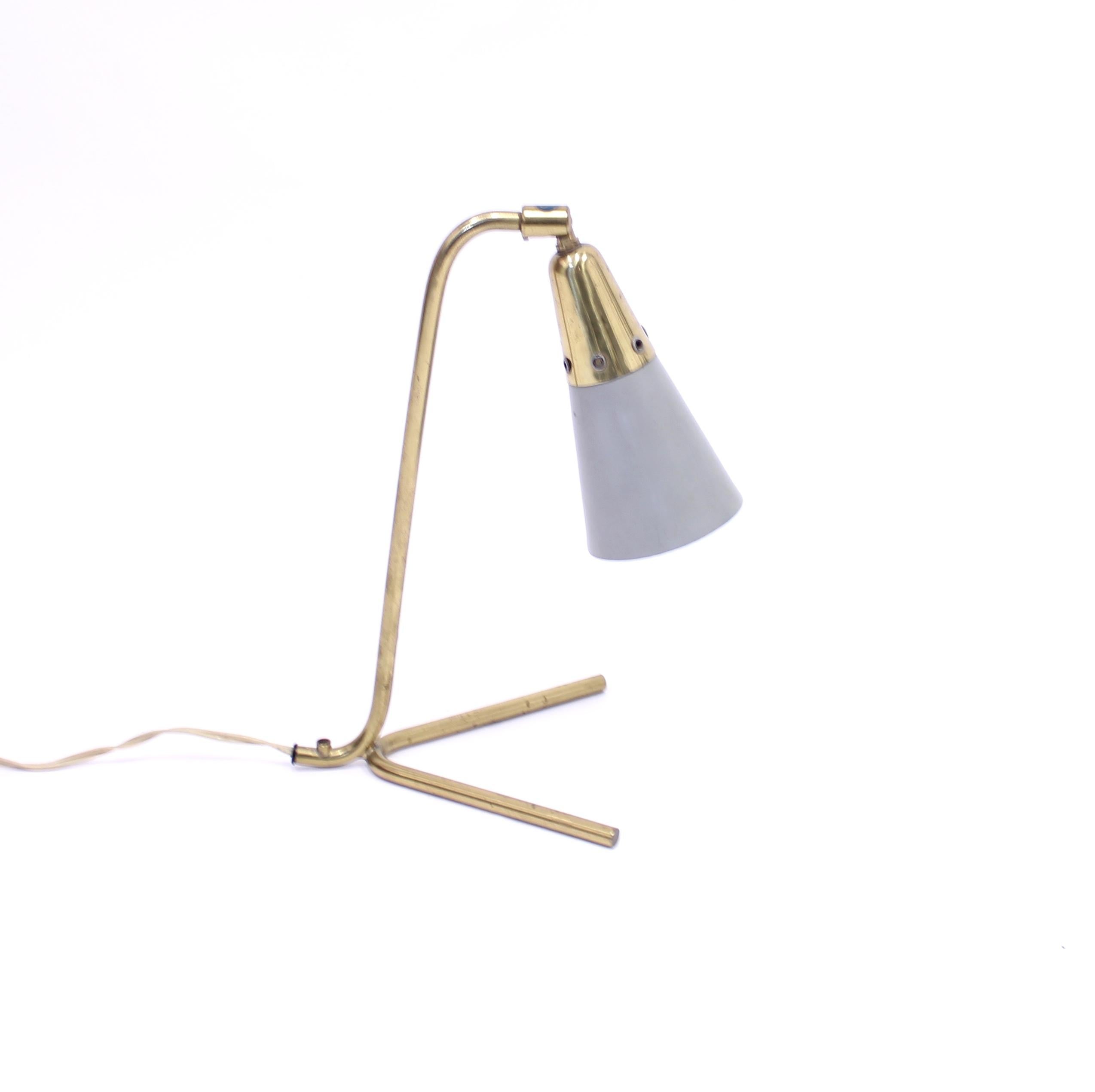 Midcentury Scandinavian Brass Table Lamp, 1950s In Good Condition In Uppsala, SE