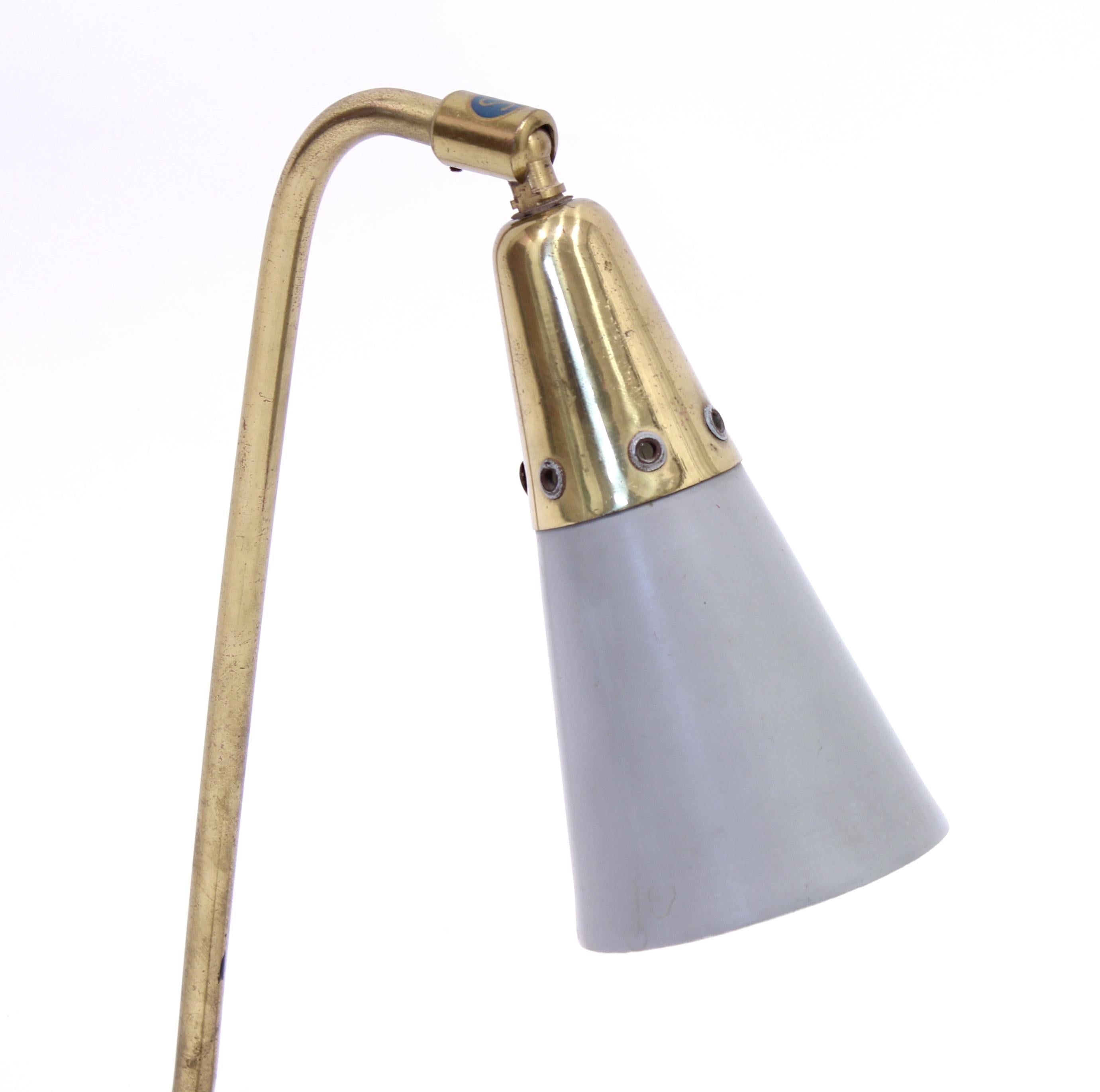 Midcentury Scandinavian Brass Table Lamp, 1950s 1