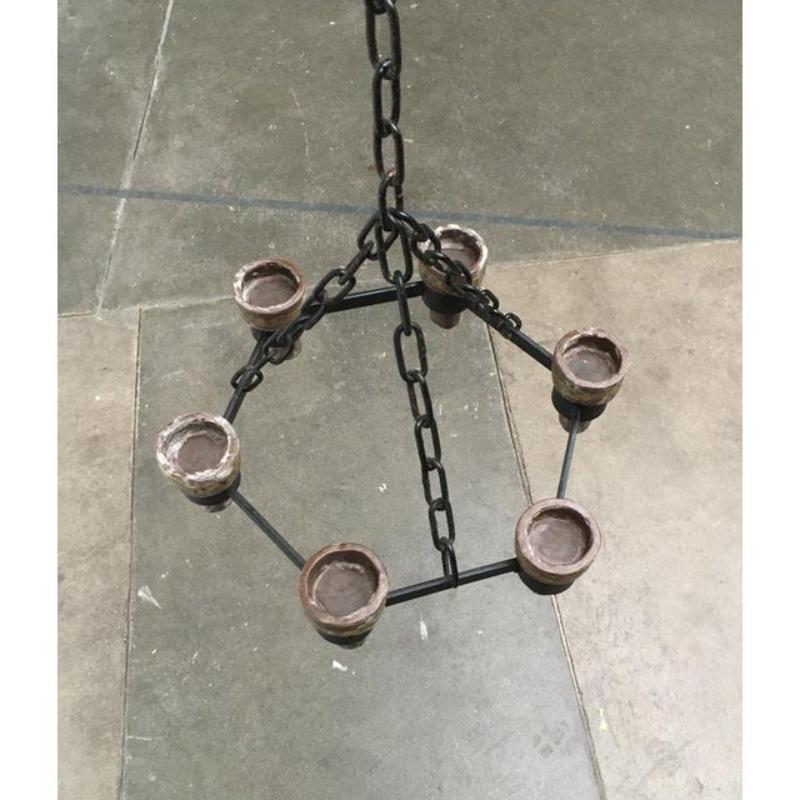 Candelabro Brutalista Escandinavo de Mediados de Siglo en Hierro Forjado, Años 60 en venta 6