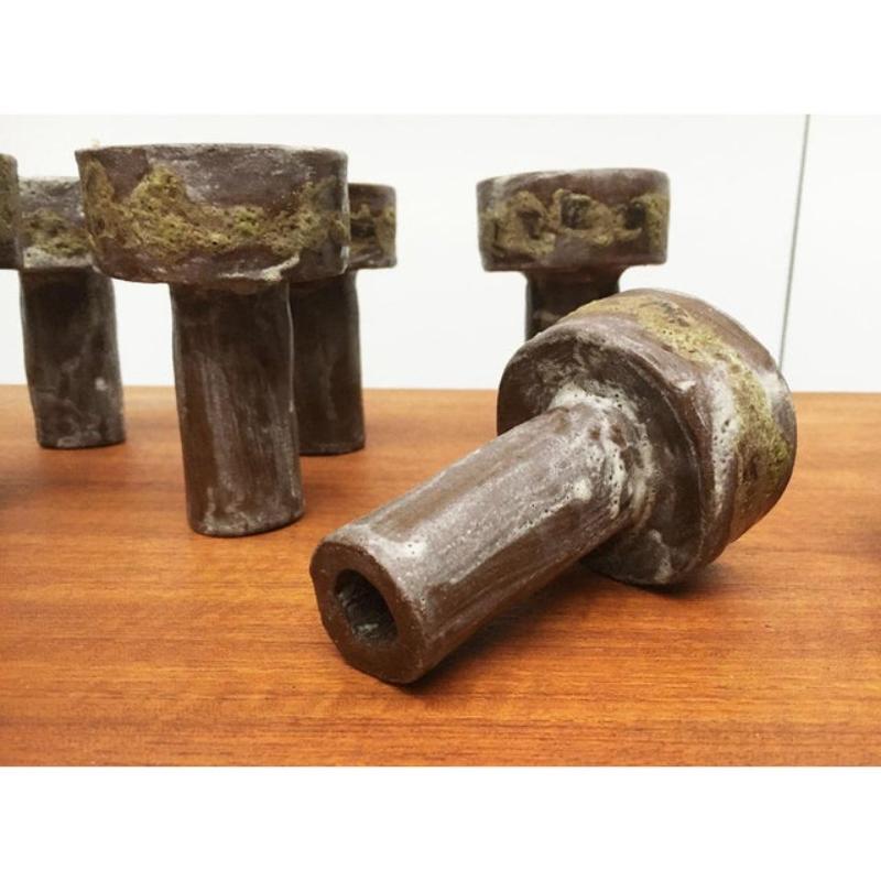 Candelabro Brutalista Escandinavo de Mediados de Siglo en Hierro Forjado, Años 60 Cerámico en venta