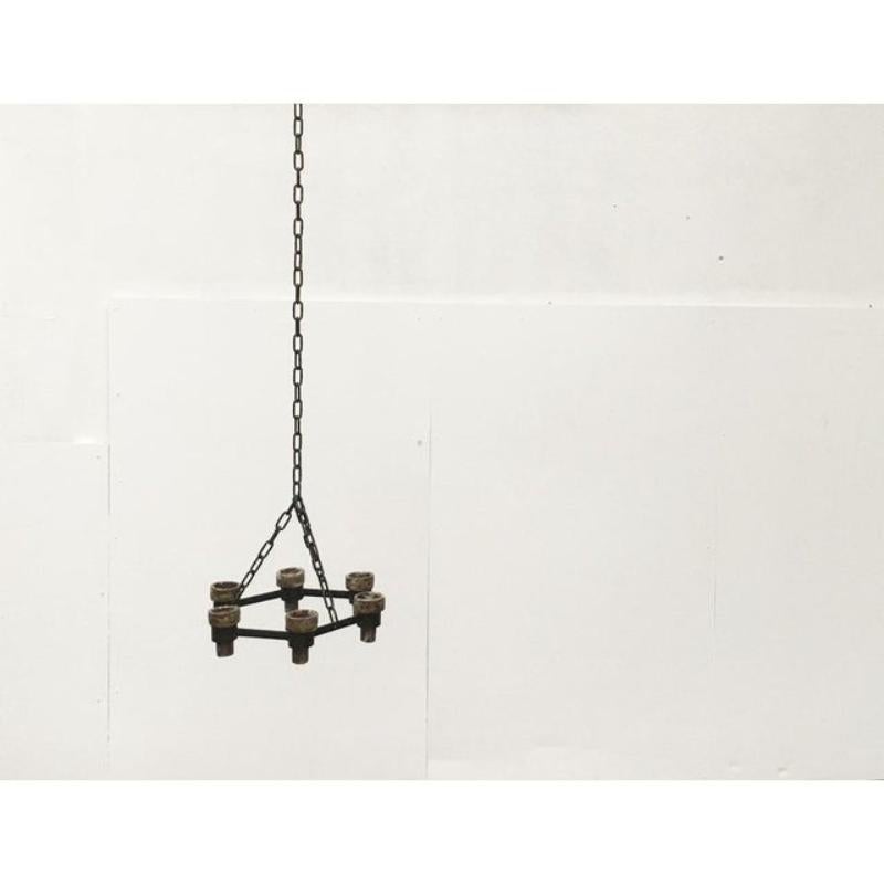 Candelabro Brutalista Escandinavo de Mediados de Siglo en Hierro Forjado, Años 60 en venta 1