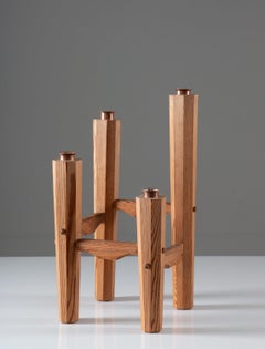 Mid Century Scandinavian Candelabra in Pine