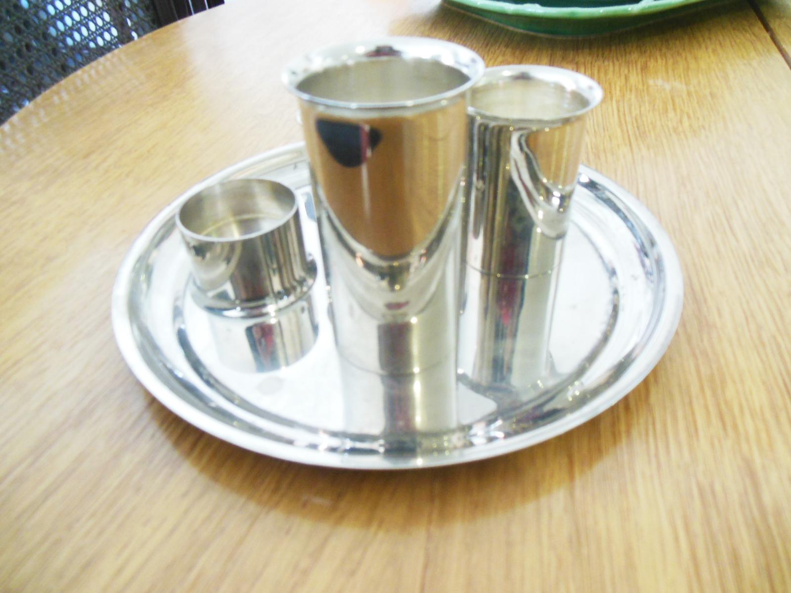 Midcentury Scandinavian Candleholders, Set of 4 Cylinder with Plate 3