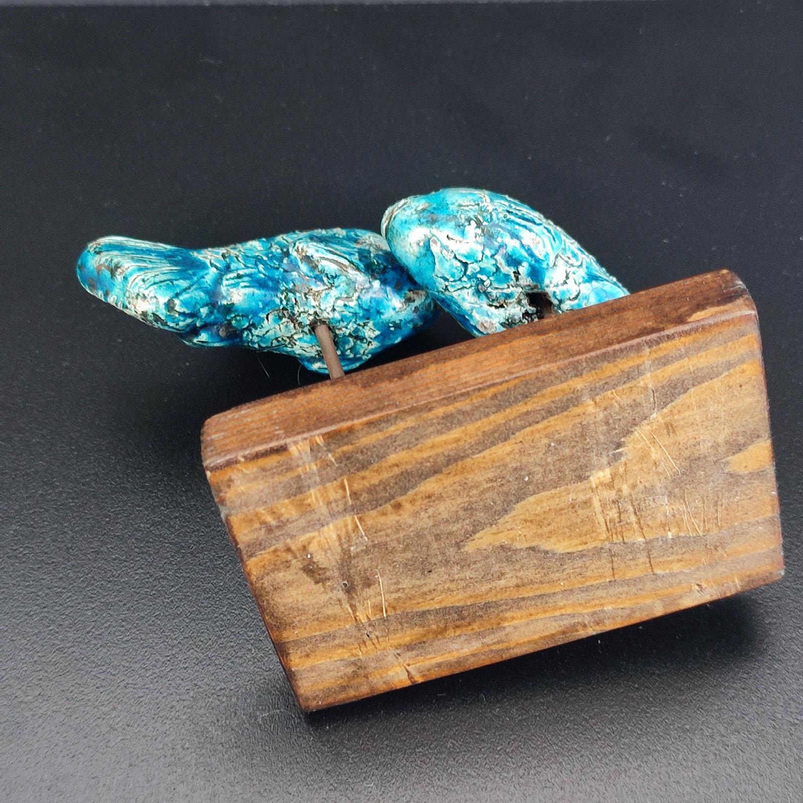 Midcentury Scandinavian Ceramic Fish Sculpture Blue Glaze Free Shipping 1