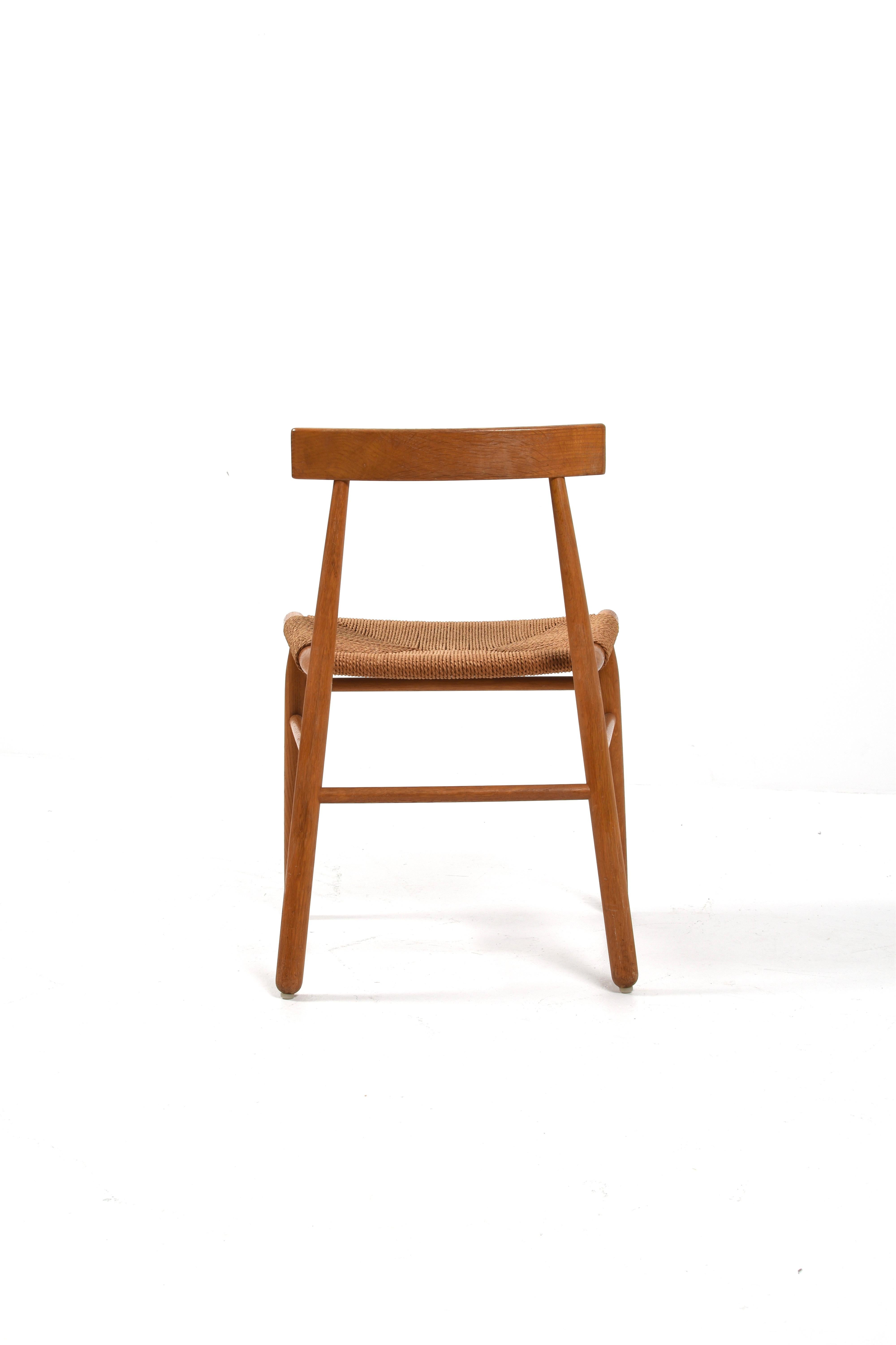 Silla escandinava de mediados de siglo en roble y cuerda de papel tejida, Dinamarca, años 50 en venta 7