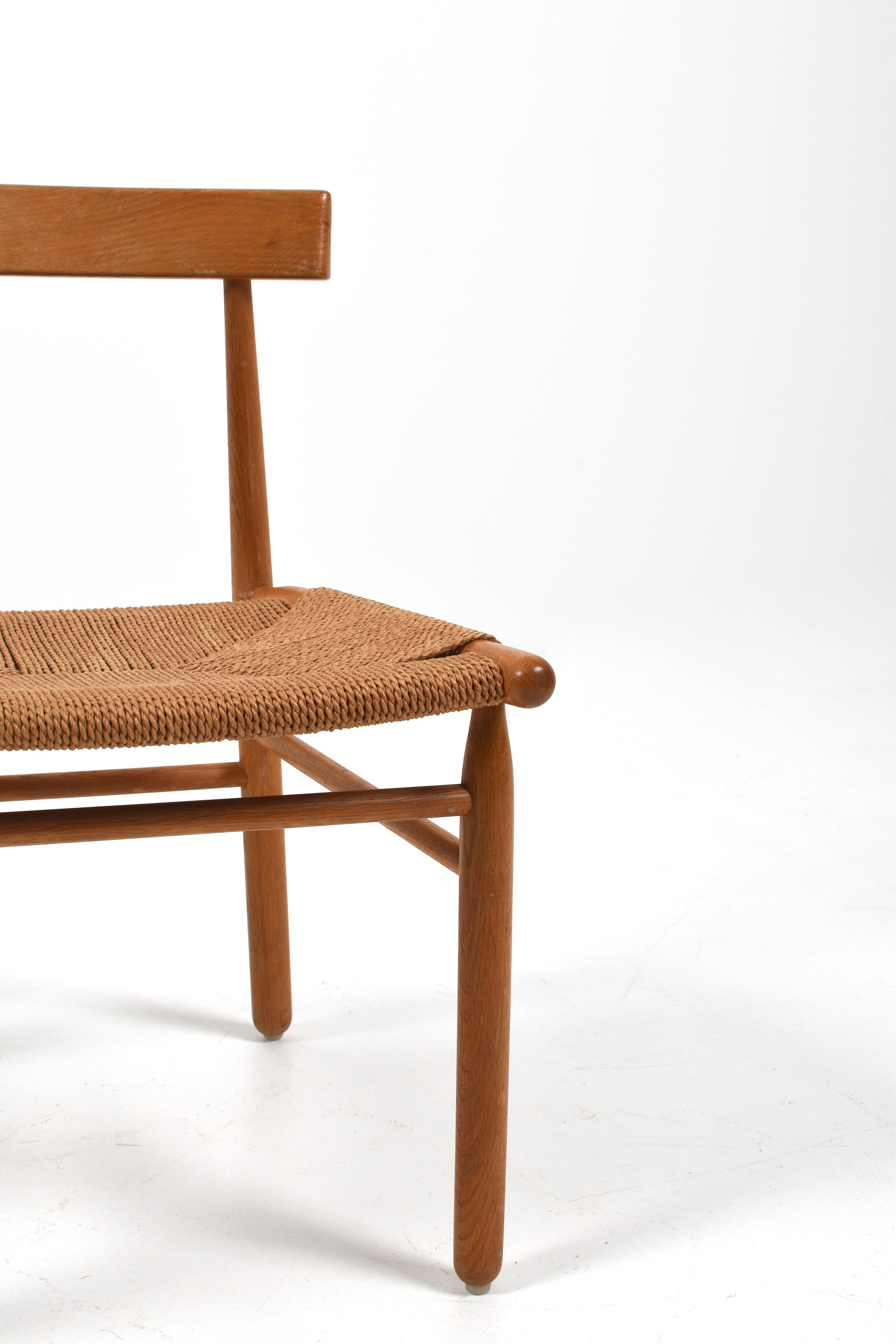 Silla escandinava de mediados de siglo en roble y cuerda de papel tejida, Dinamarca, años 50 en venta 1