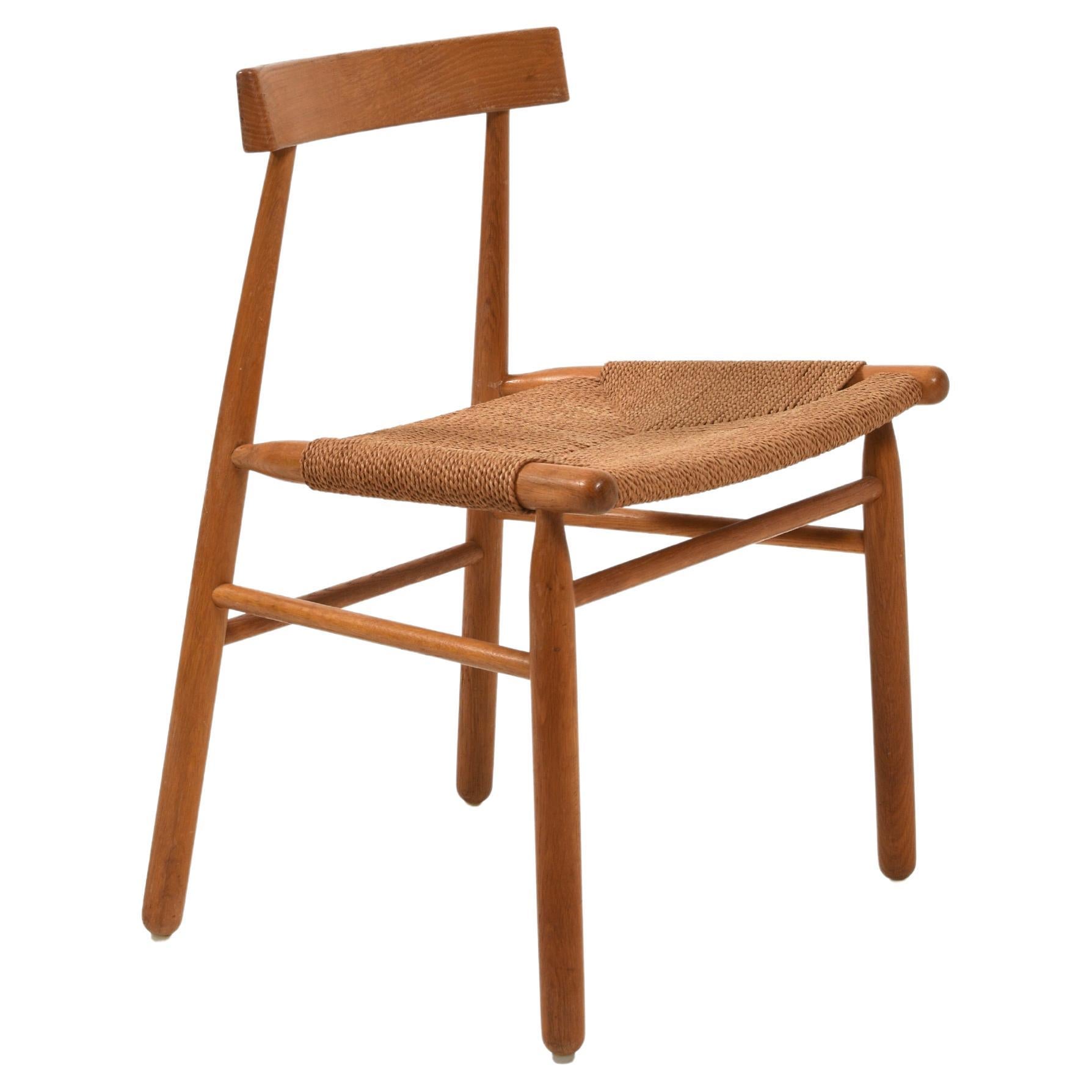 Sedia scandinava di metà secolo in Oak e corda di carta intrecciata, Danimarca, anni 
50
