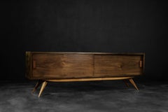 Mid-Century Scandinavian Classic Modern Birch Sideboard with Walnut Front, 1960s